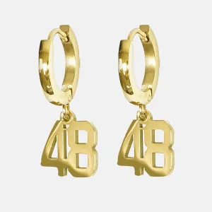 48 Number Earring - Gold Plated Stainless Steel