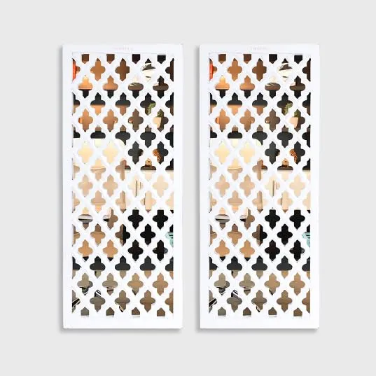 ANTIQUE HOUSE IN Wall Mirror Decor Panel Wooden Hanging Jharokha Rectangular Wall Decor Frame for Living Room, Bed Room [30 x 12 Inch, White-Pack of 2]