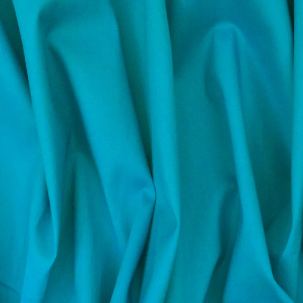 Aquatic Turquoise Solid Stretch Cotton Poplin Woven Fabric