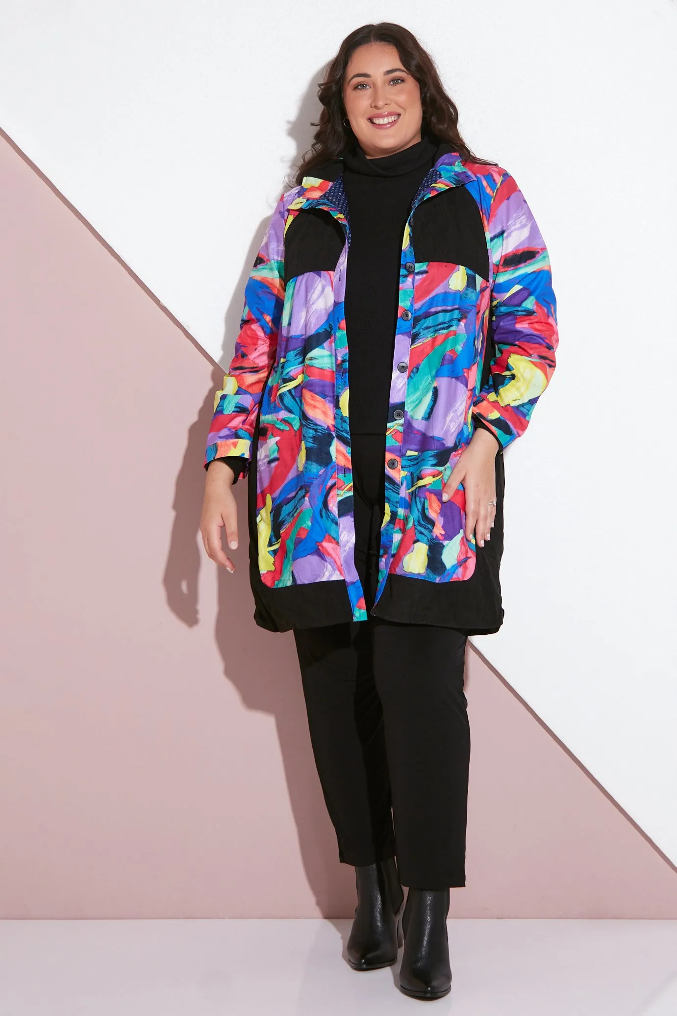 Bicheno Corduroy Coat - Rainbow Swirl