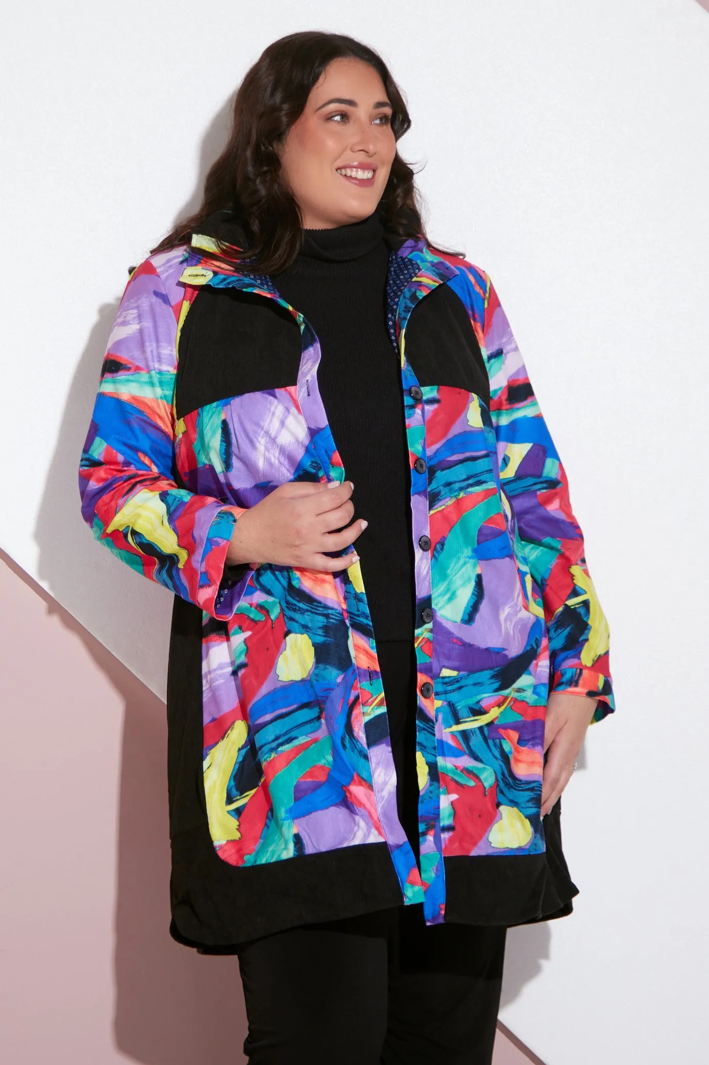 Bicheno Corduroy Coat - Rainbow Swirl