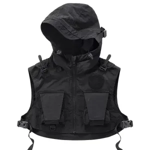 Black Cargo Tech Buckle Vest