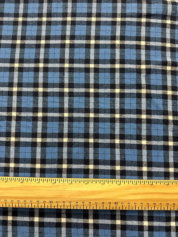 Blue Multi Yarn Dyed Plaid Flannel Fabric