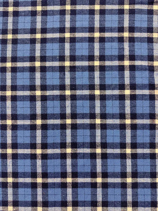 Blue Multi Yarn Dyed Plaid Flannel Fabric