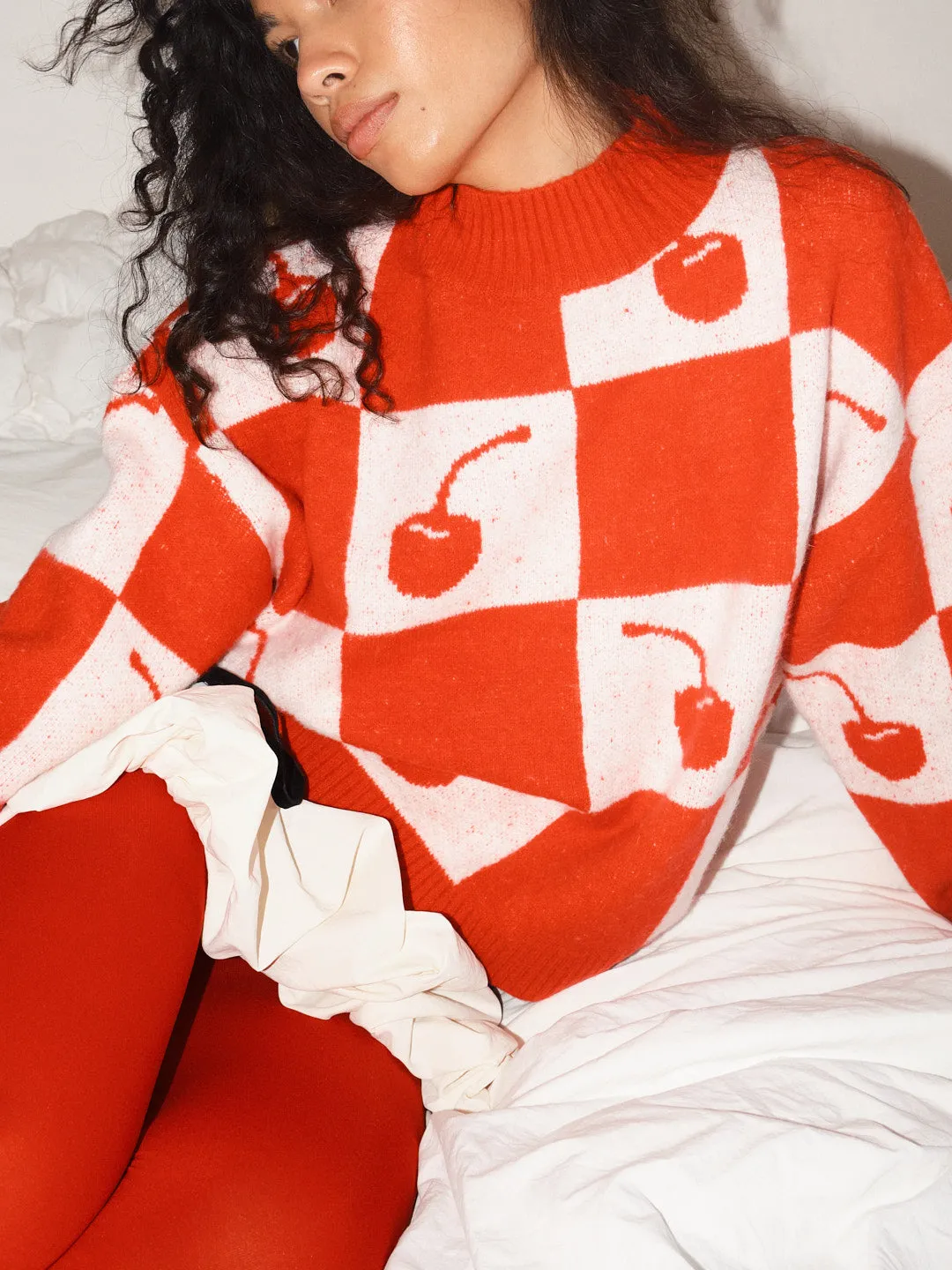 Brooke Sweater - Cherry Check