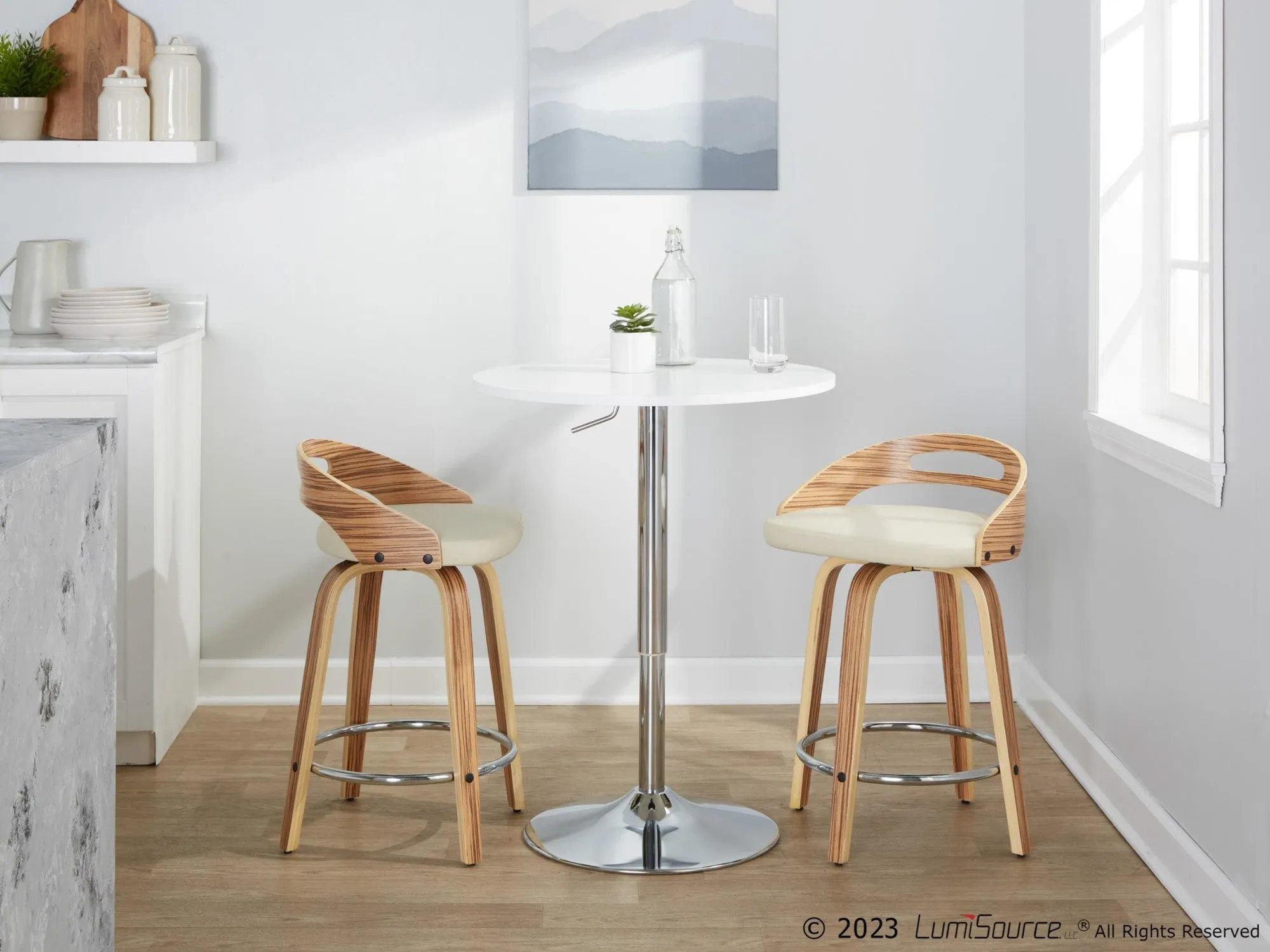 Cassis 24" Fixed-Height Counter Stool - Set of 2 By LumiSource - B24-CASSISPU-GRTZQ2 LGYLGYBK2