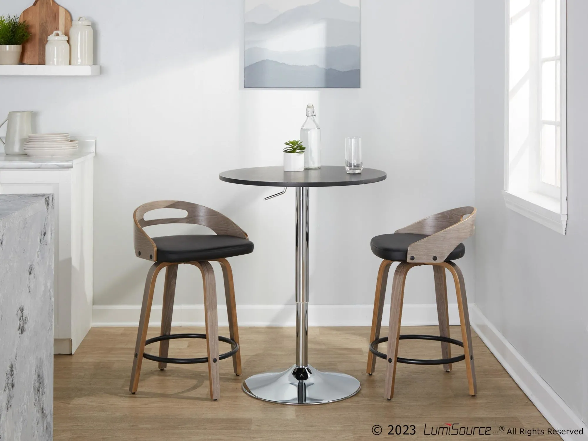 Cassis 24" Fixed-Height Counter Stool - Set of 2 By LumiSource - B24-CASSISPU-GRTZQ2 LGYLGYBK2