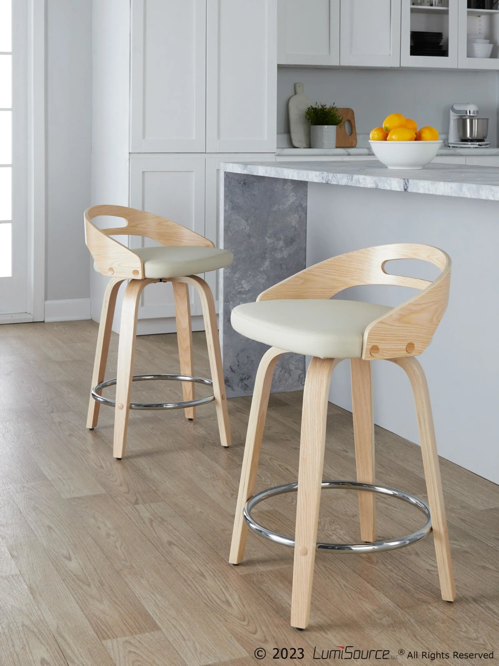 Cassis 24" Fixed-Height Counter Stool - Set of 2 By LumiSource - B24-CASSISPU-GRTZQ2 LGYLGYBK2