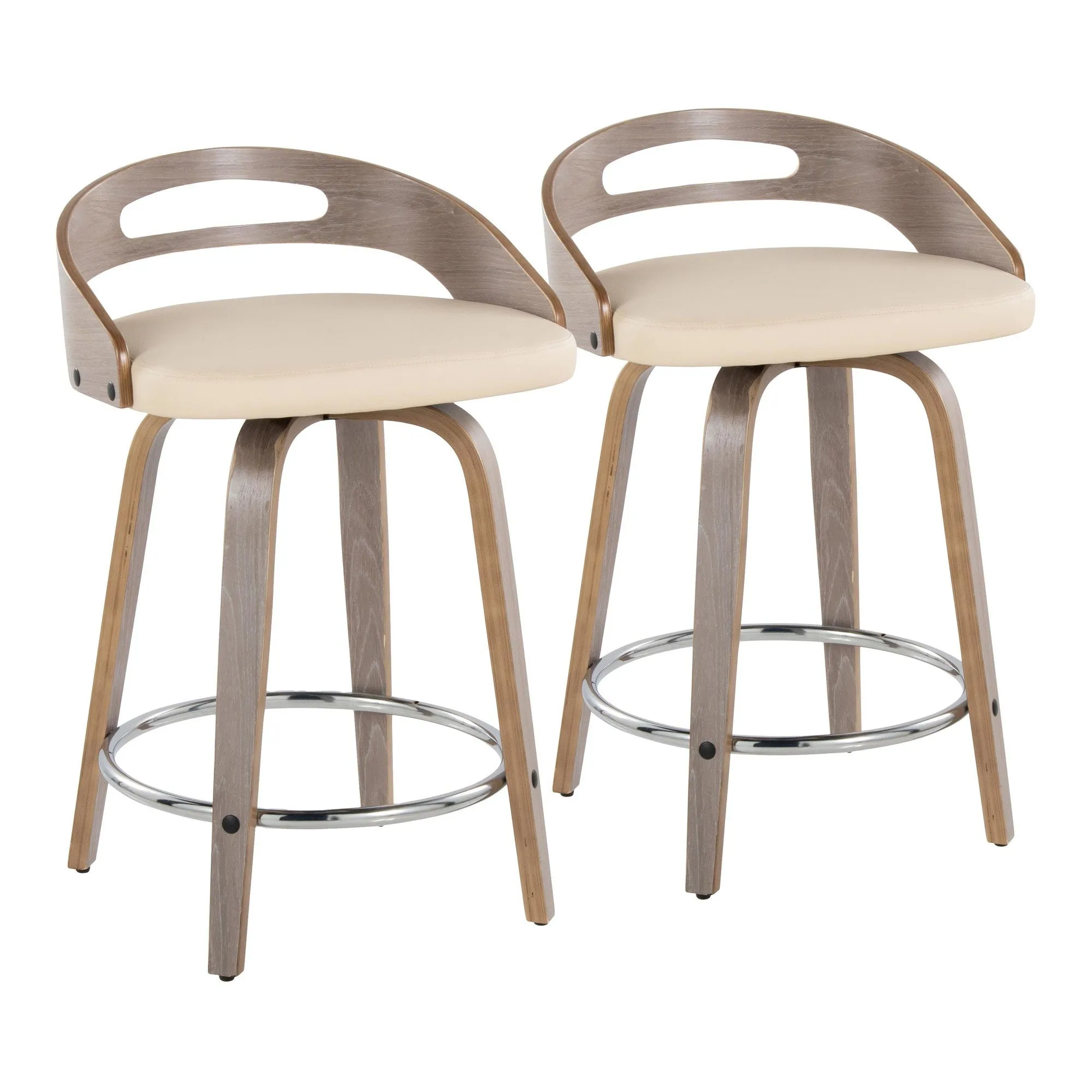 Cassis 24" Fixed-Height Counter Stool - Set of 2 By LumiSource - B24-CASSISPU-GRTZQ2 LGYLGYBK2