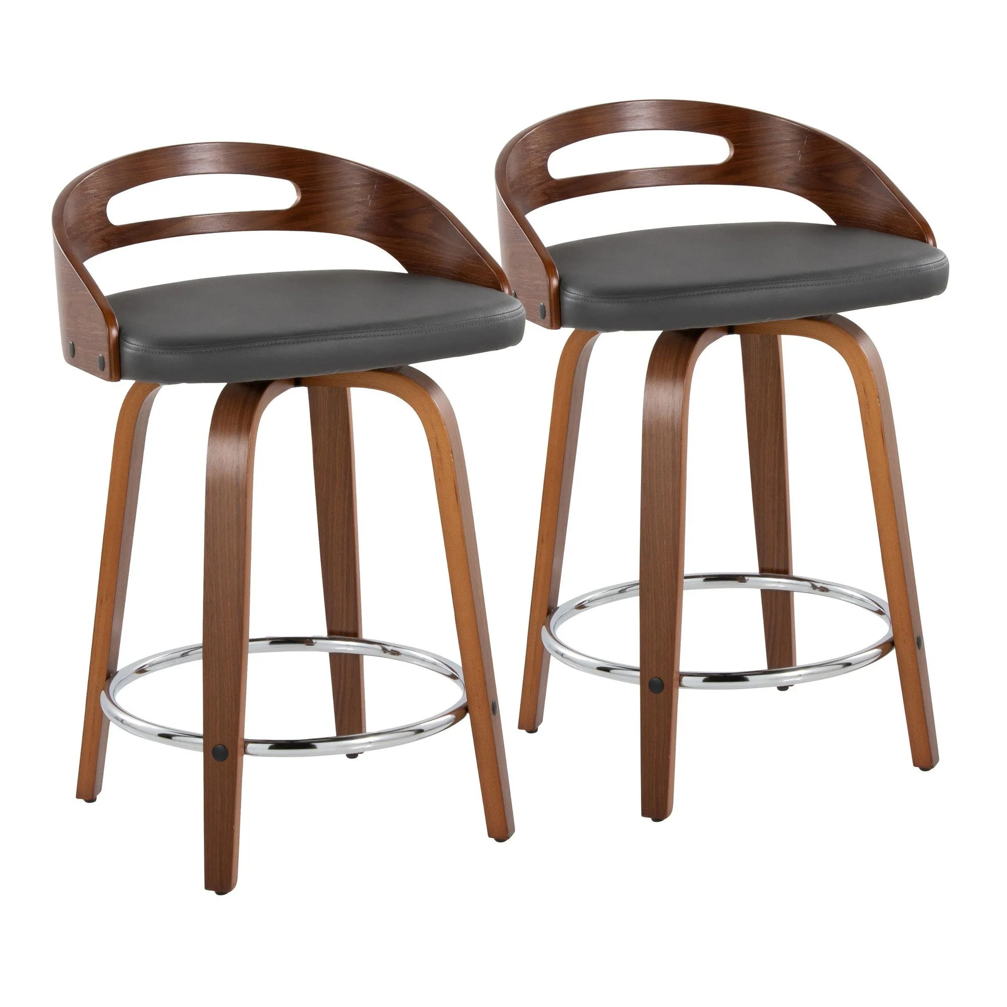 Cassis 24" Fixed-Height Counter Stool - Set of 2 By LumiSource - B24-CASSISPU-GRTZQ2 LGYLGYBK2