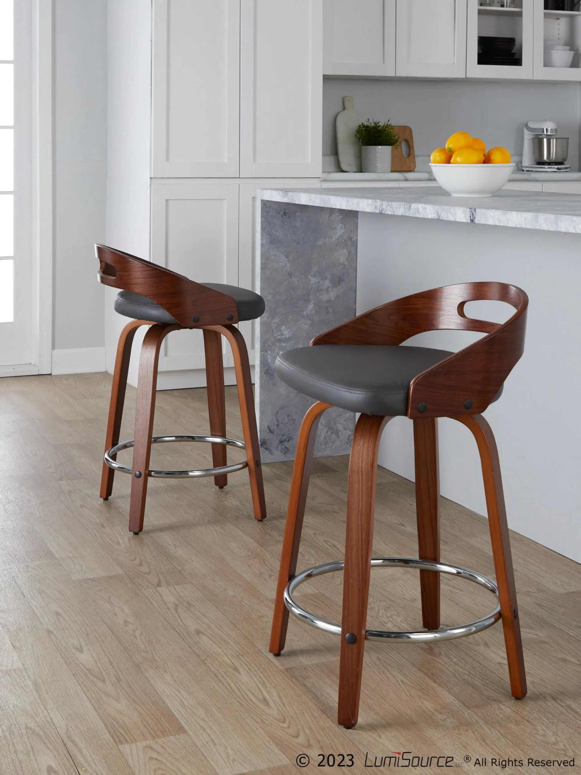 Cassis 24" Fixed-Height Counter Stool - Set of 2 By LumiSource - B24-CASSISPU-GRTZQ2 LGYLGYBK2