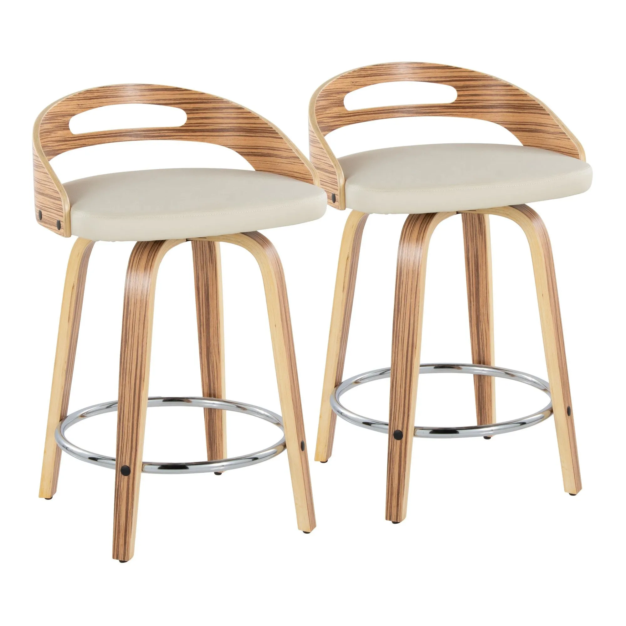 Cassis 24" Fixed-Height Counter Stool - Set of 2 By LumiSource - B24-CASSISPU-GRTZQ2 LGYLGYBK2