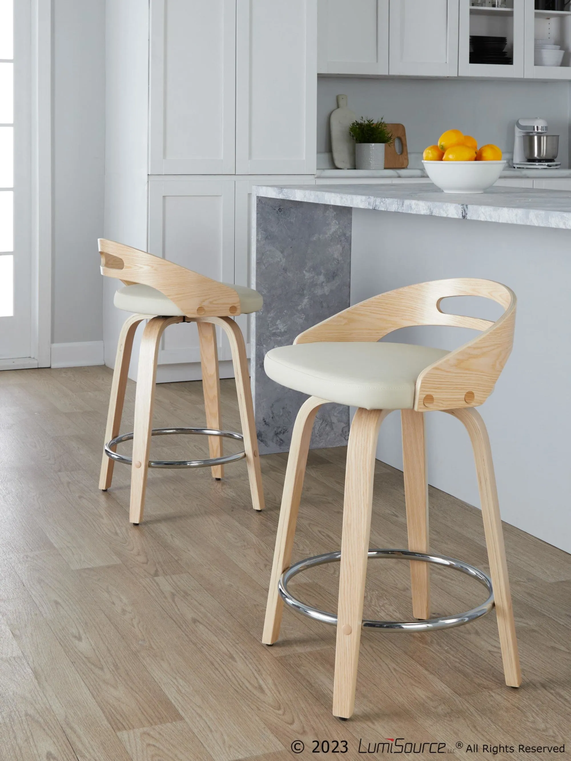 Cassis 24" Fixed-Height Counter Stool - Set of 2 By LumiSource - B24-CASSISPU-GRTZQ2 LGYLGYBK2