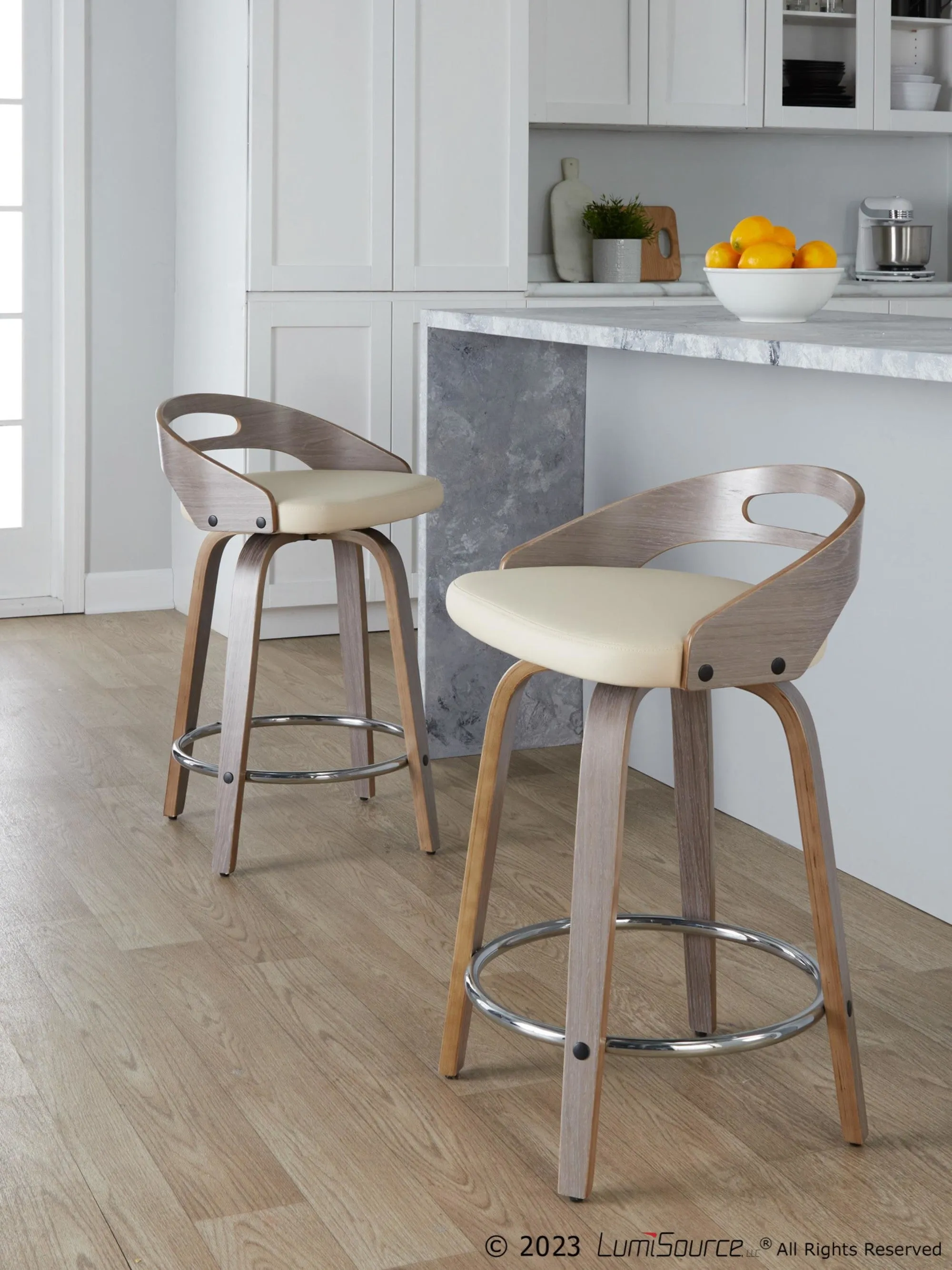 Cassis 24" Fixed-Height Counter Stool - Set of 2 By LumiSource - B24-CASSISPU-GRTZQ2 LGYLGYBK2