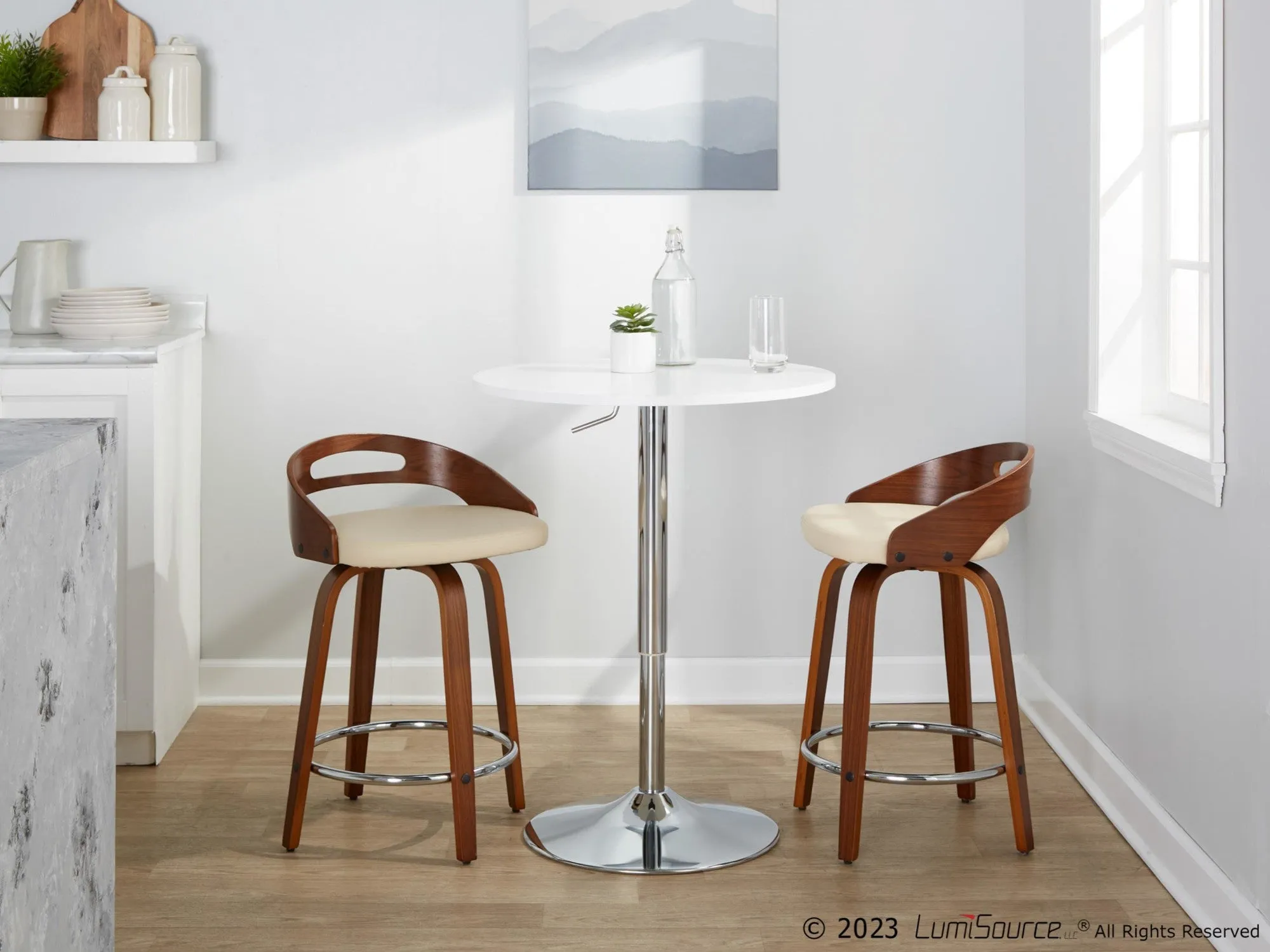 Cassis 24" Fixed-Height Counter Stool - Set of 2 By LumiSource - B24-CASSISPU-GRTZQ2 LGYLGYBK2