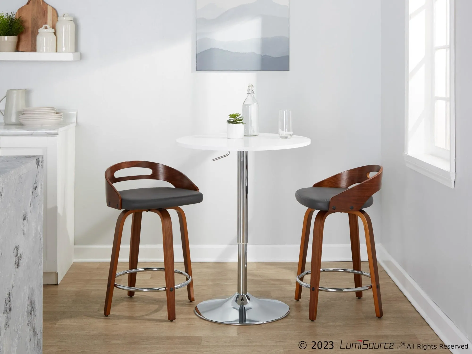 Cassis 24" Fixed-Height Counter Stool - Set of 2 By LumiSource - B24-CASSISPU-GRTZQ2 LGYLGYBK2