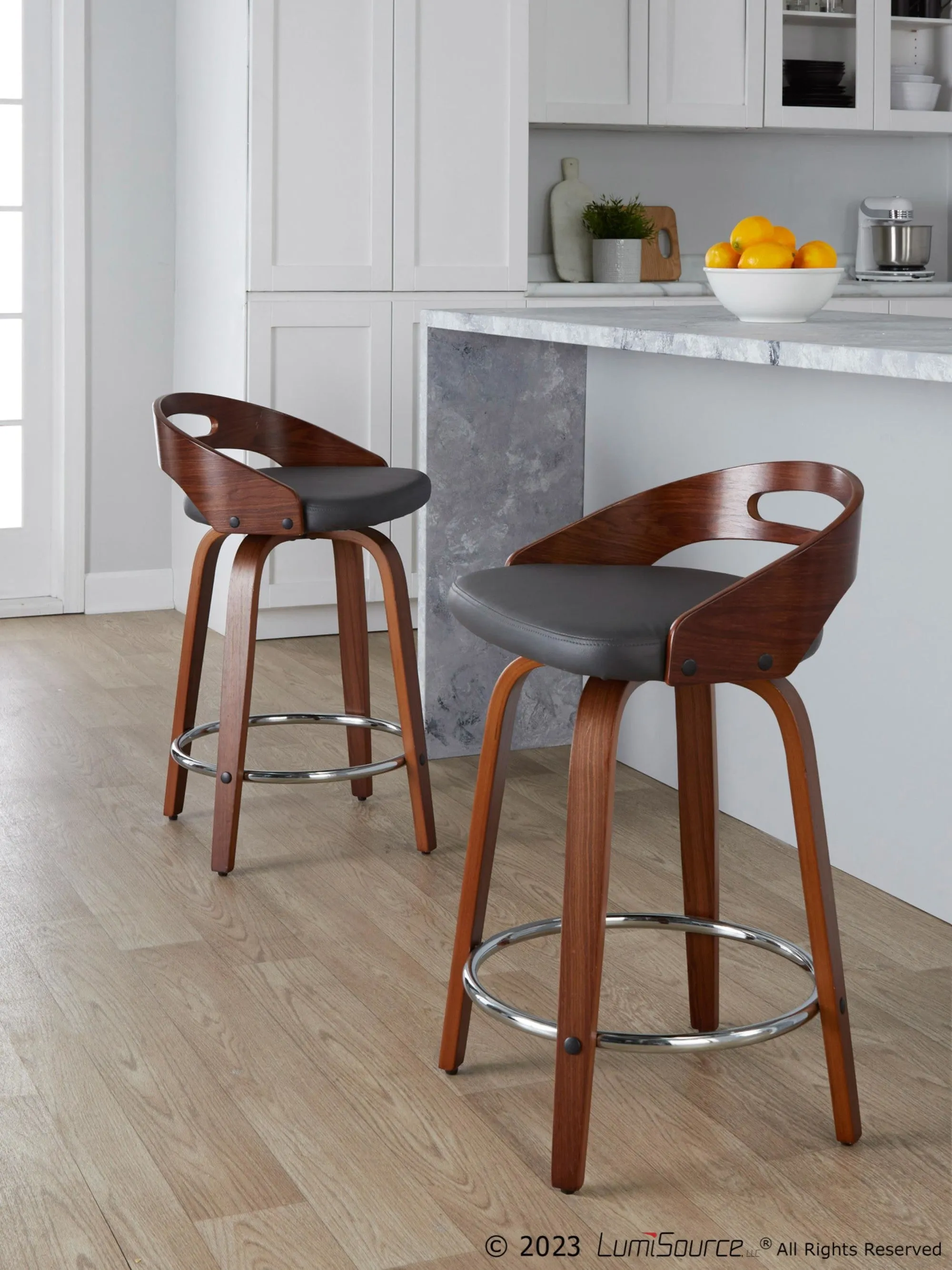 Cassis 24" Fixed-Height Counter Stool - Set of 2 By LumiSource - B24-CASSISPU-GRTZQ2 LGYLGYBK2