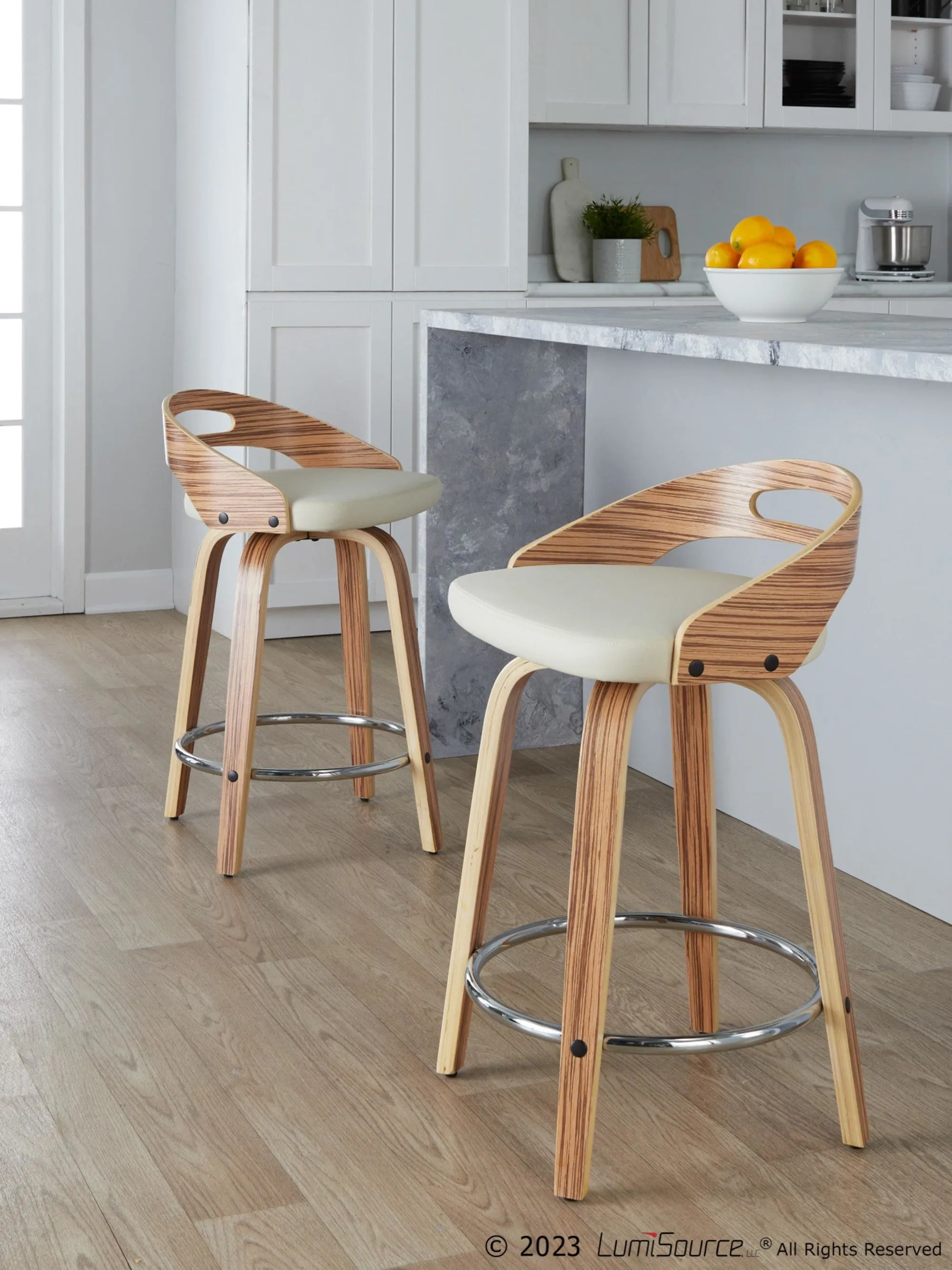 Cassis 24" Fixed-Height Counter Stool - Set of 2 By LumiSource - B24-CASSISPU-GRTZQ2 LGYLGYBK2