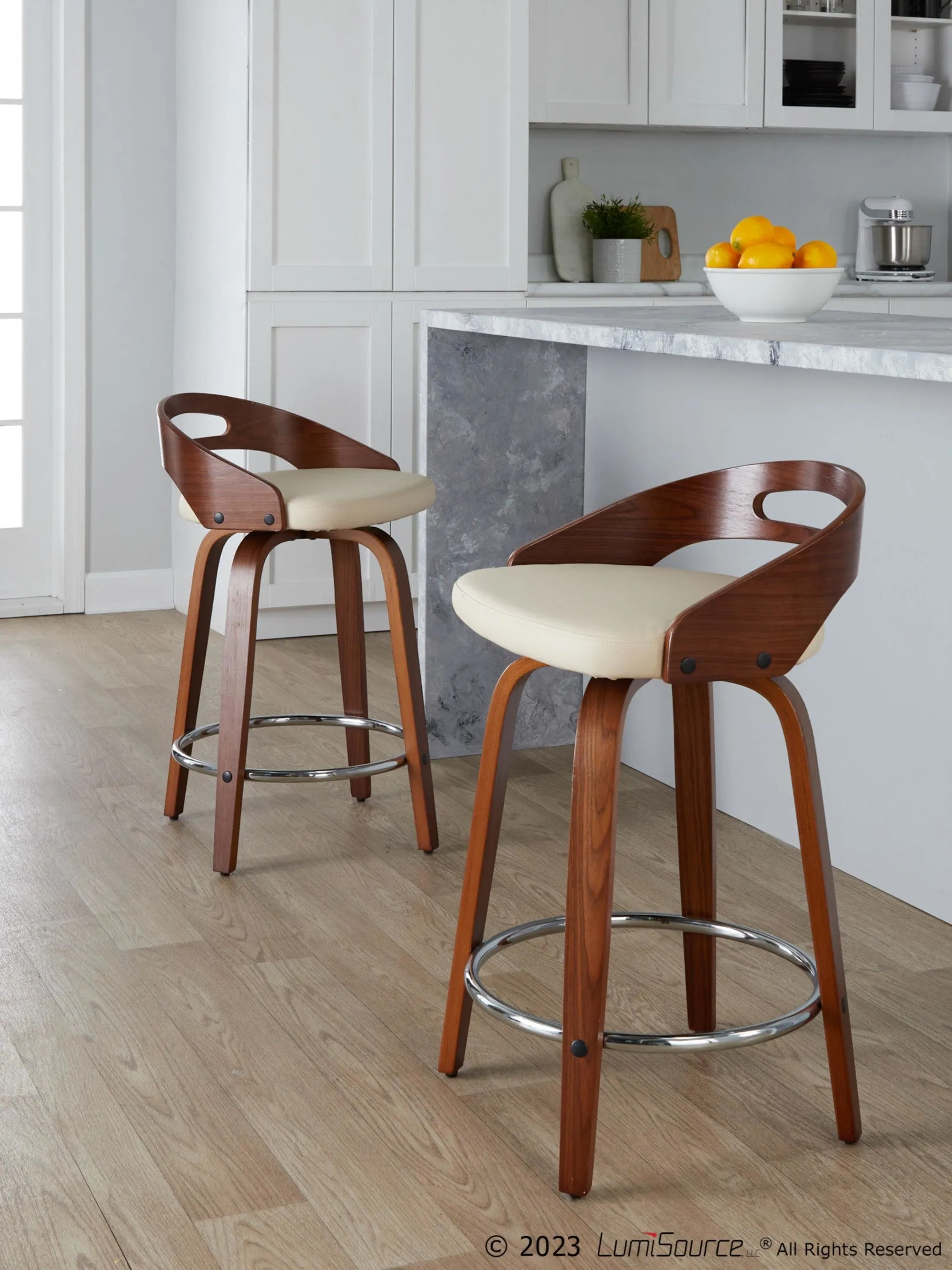 Cassis 24" Fixed-Height Counter Stool - Set of 2 By LumiSource - B24-CASSISPU-GRTZQ2 LGYLGYBK2