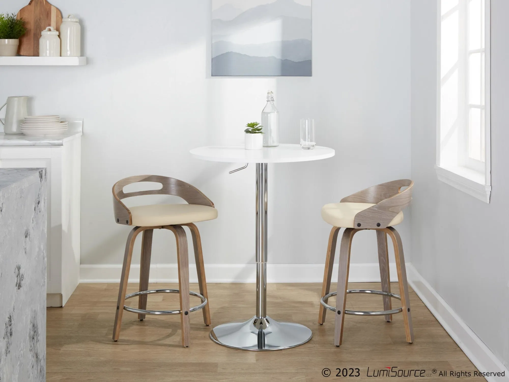 Cassis 24" Fixed-Height Counter Stool - Set of 2 By LumiSource - B24-CASSISPU-GRTZQ2 LGYLGYBK2