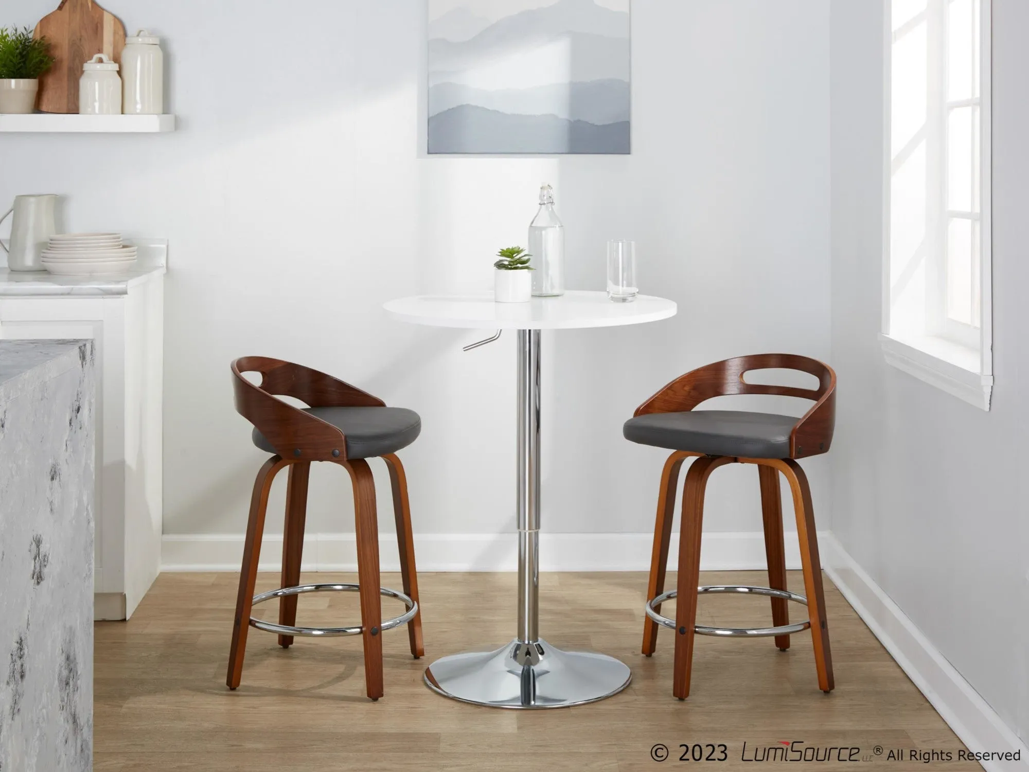 Cassis 24" Fixed-Height Counter Stool - Set of 2 By LumiSource - B24-CASSISPU-GRTZQ2 LGYLGYBK2