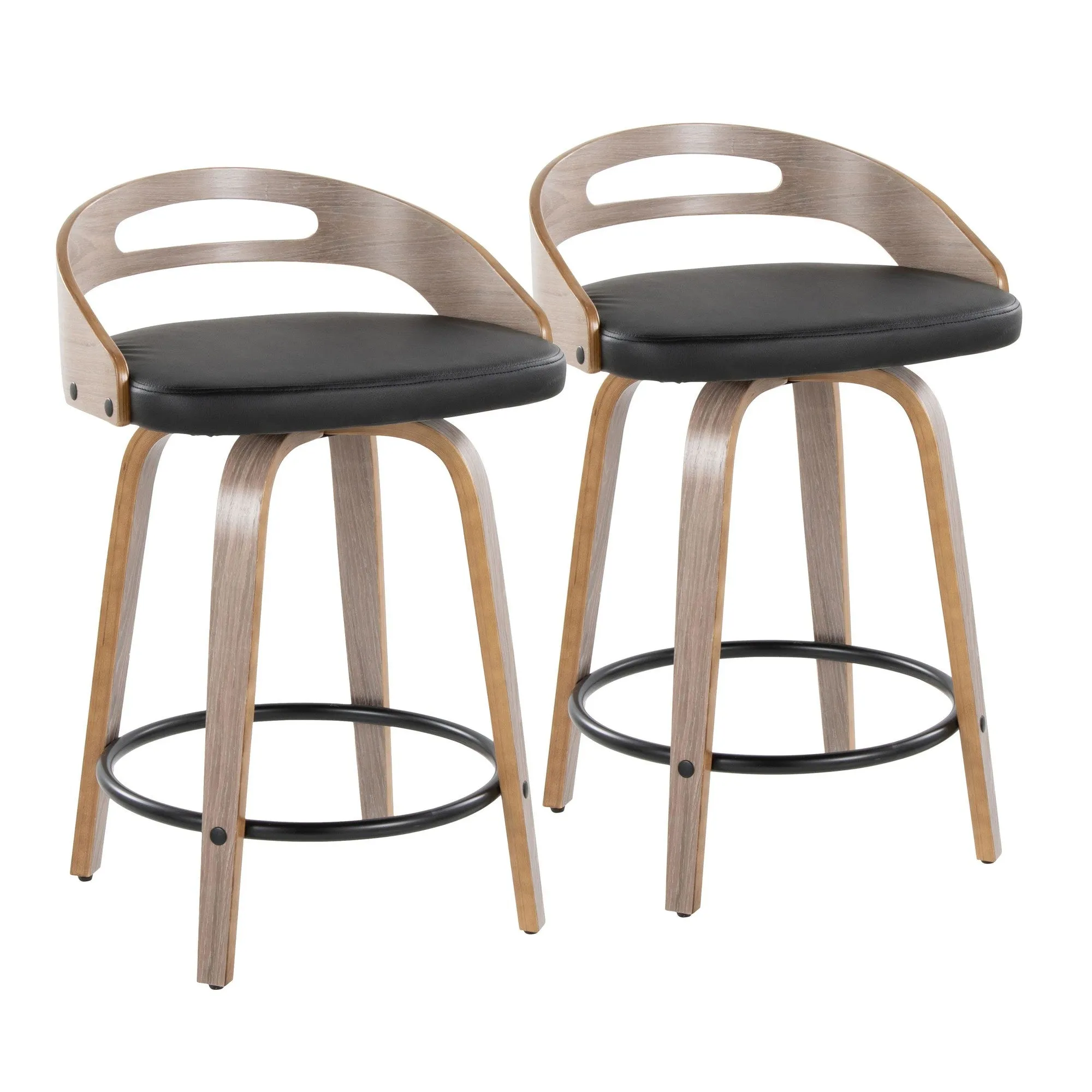 Cassis 24" Fixed-Height Counter Stool - Set of 2 By LumiSource - B24-CASSISPU-GRTZQ2 LGYLGYBK2