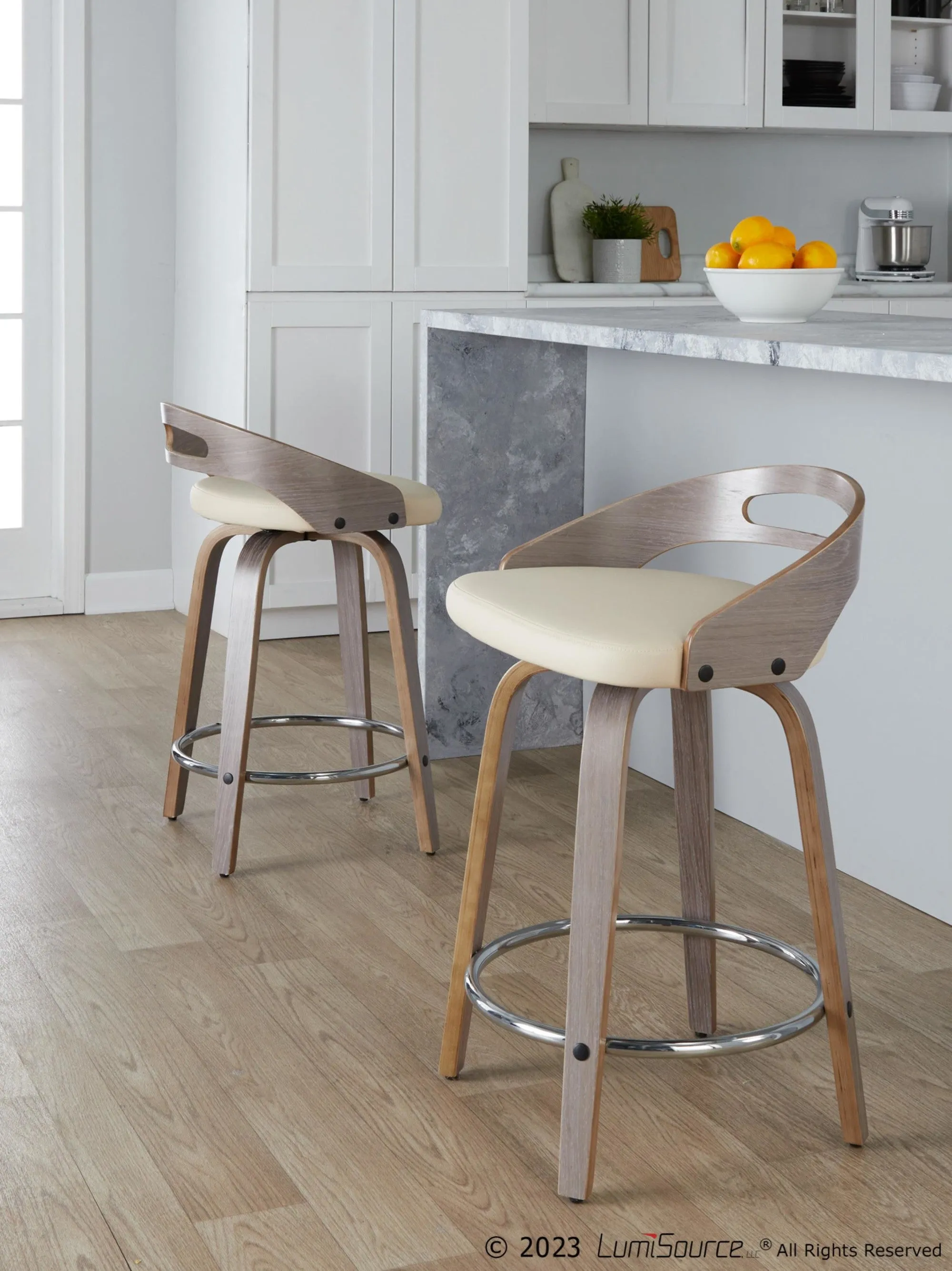 Cassis 24" Fixed-Height Counter Stool - Set of 2 By LumiSource - B24-CASSISPU-GRTZQ2 LGYLGYBK2