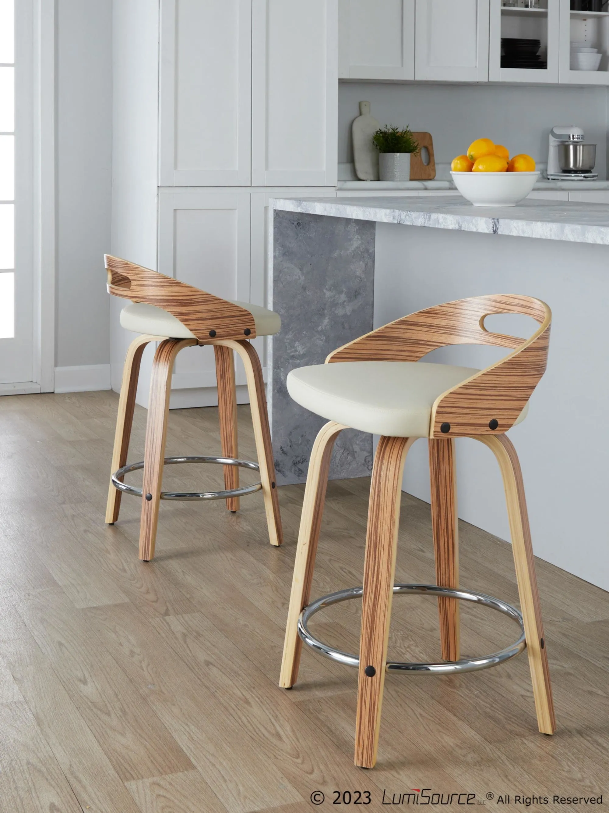 Cassis 24" Fixed-Height Counter Stool - Set of 2 By LumiSource - B24-CASSISPU-GRTZQ2 LGYLGYBK2