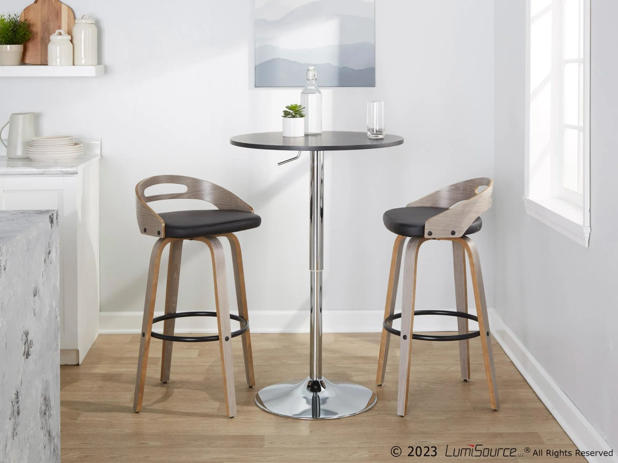 Cassis 30" Fixed-Height Barstool - Set of 2 By LumiSource - B30-CASSISPU-GRTZQ2 LGYLGYBK2