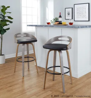 Cassis 30" Fixed-Height Barstool - Set of 2 By LumiSource - B30-CASSISPU-GRTZQ2 LGYLGYBK2