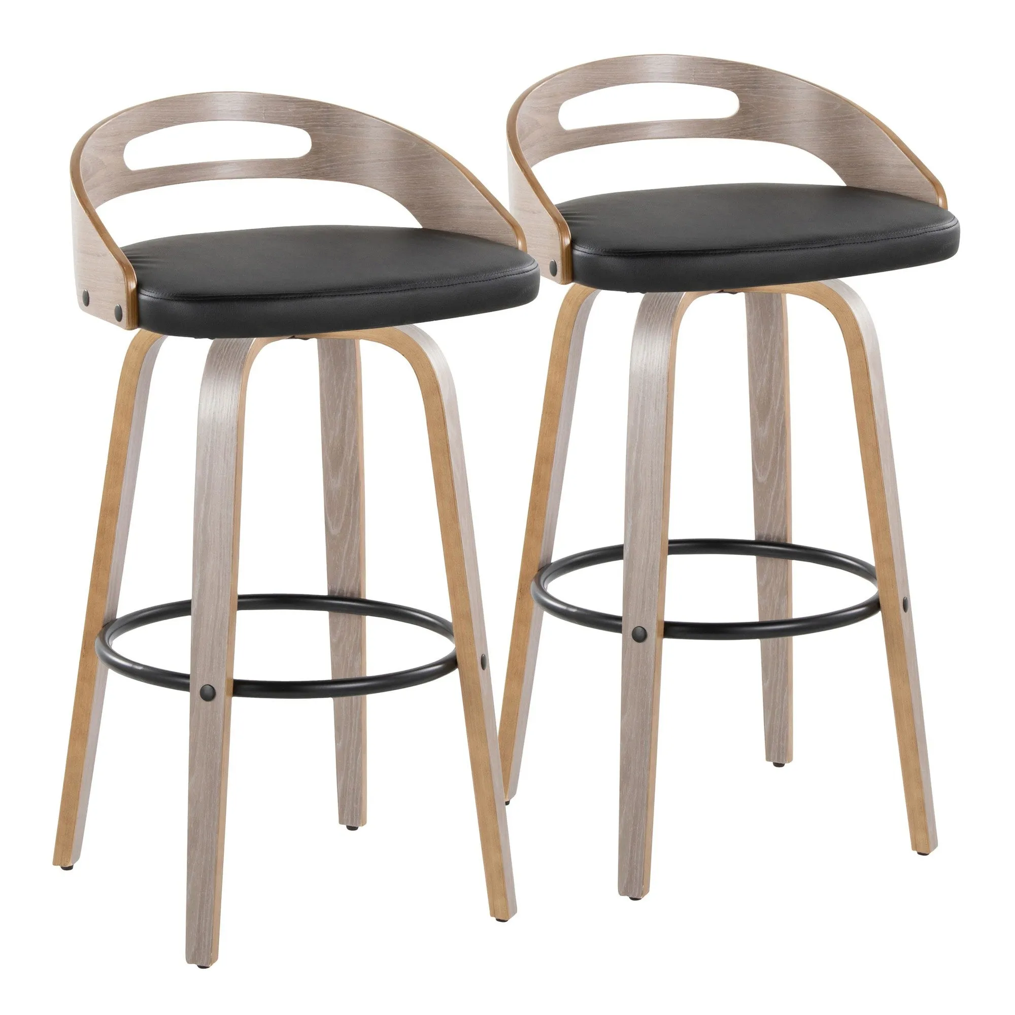 Cassis 30" Fixed-Height Barstool - Set of 2 By LumiSource - B30-CASSISPU-GRTZQ2 LGYLGYBK2