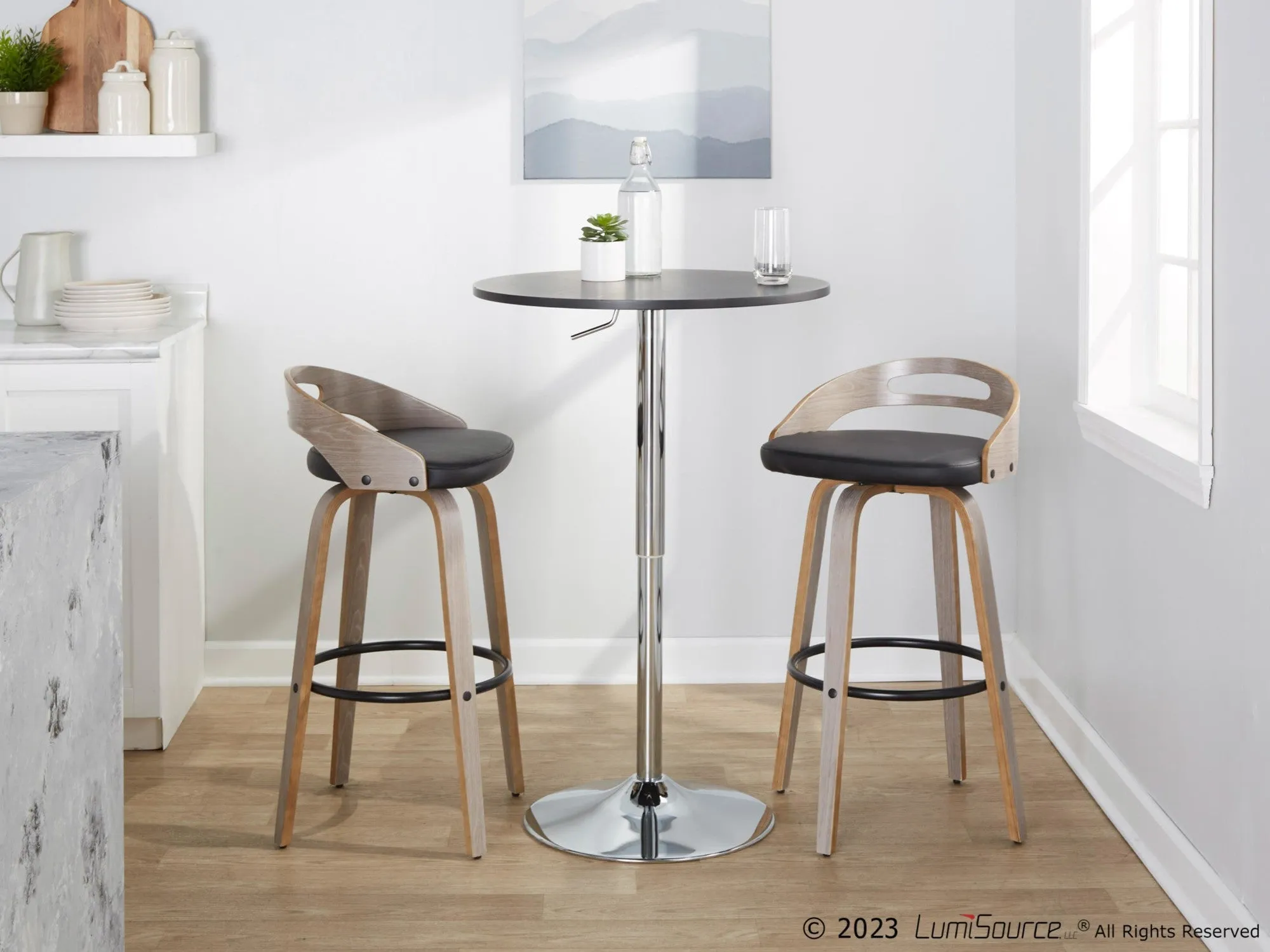 Cassis 30" Fixed-Height Barstool - Set of 2 By LumiSource - B30-CASSISPU-GRTZQ2 LGYLGYBK2