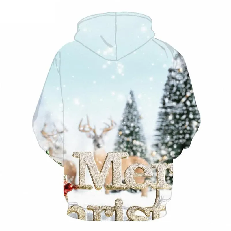 Christmas Sweatshirts men Deer Hoody Anime Animal Hooded Casual Christmas Tree Hoodie Print