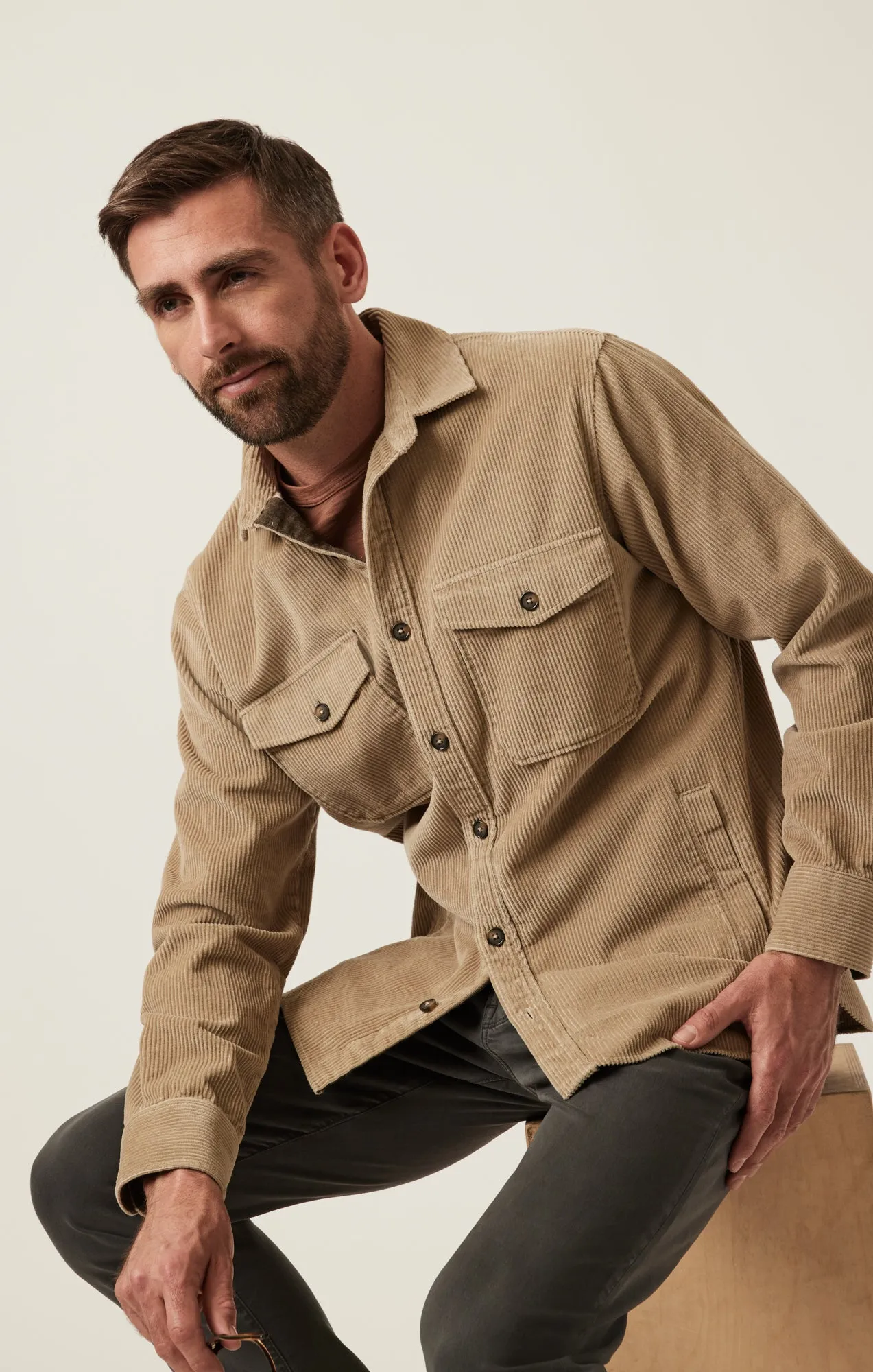 Corduroy Overshirt In Aluminum