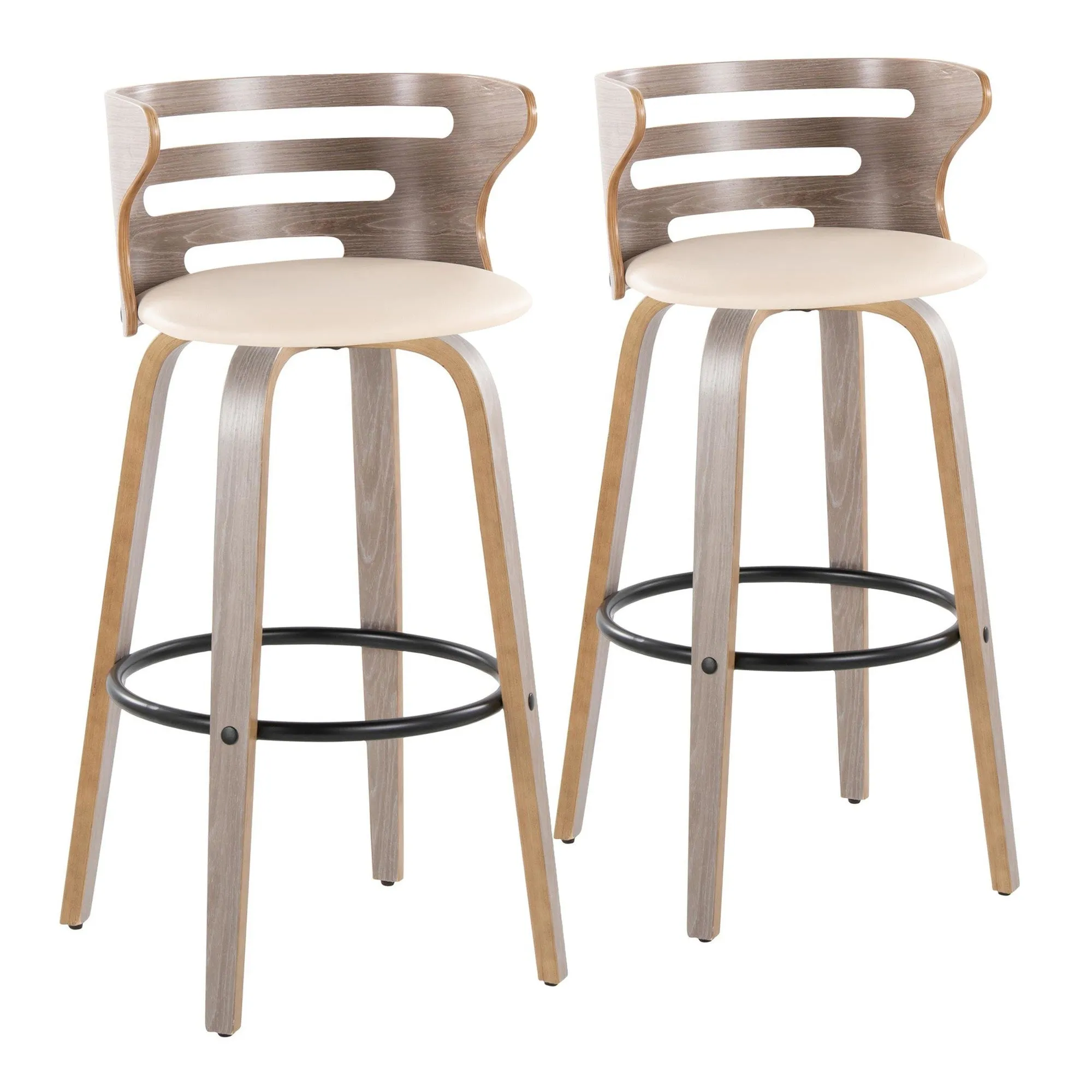 Cosini 30" Fixed-Height Barstool - Set of 2 By LumiSource - B30-COSIPU-GRTZQ2 LGYLGYBK2