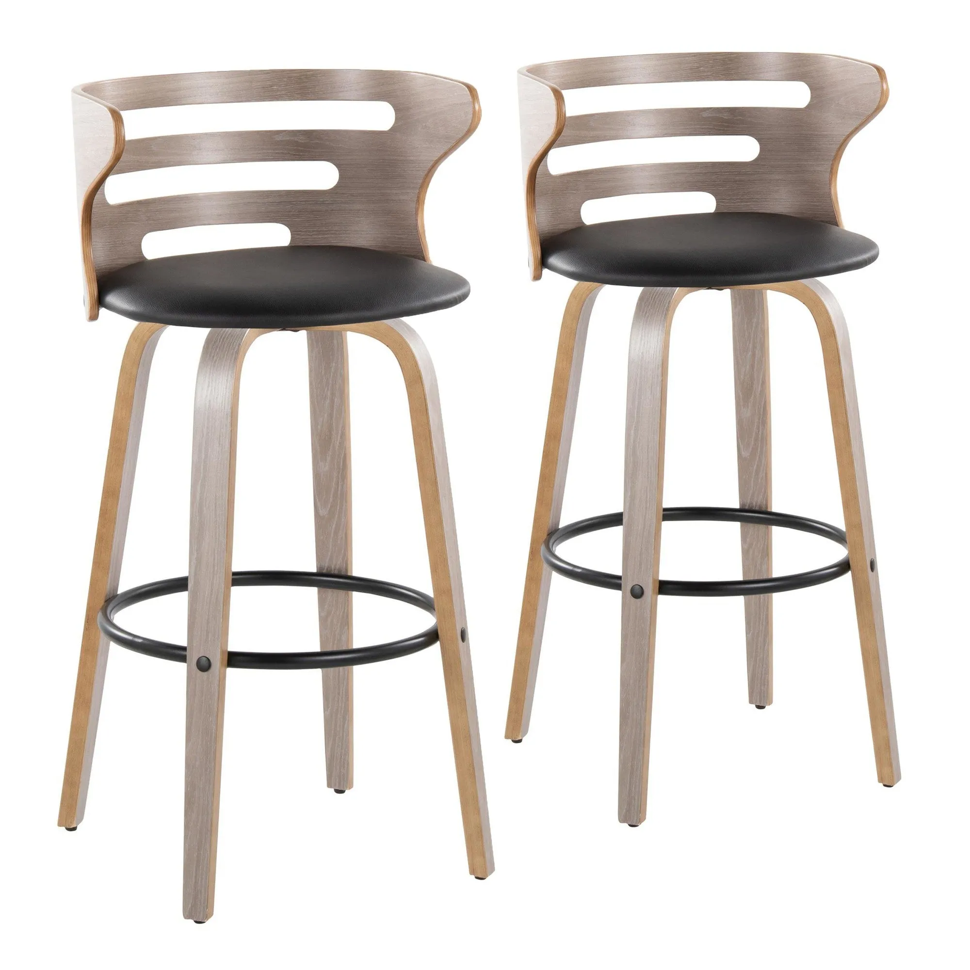 Cosini 30" Fixed-Height Barstool - Set of 2 By LumiSource - B30-COSIPU-GRTZQ2 LGYLGYBK2