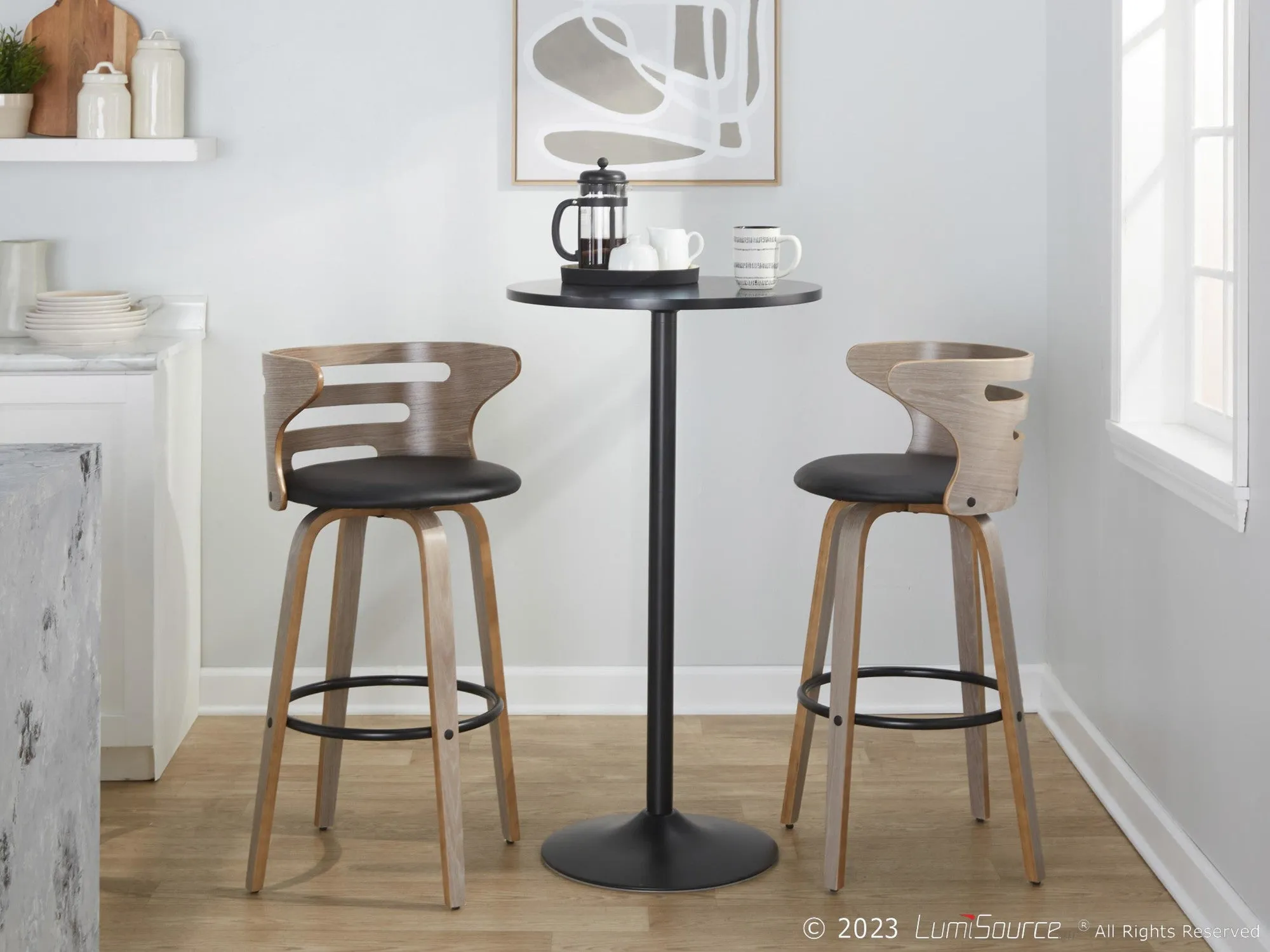 Cosini 30" Fixed-Height Barstool - Set of 2 By LumiSource - B30-COSIPU-GRTZQ2 LGYLGYBK2