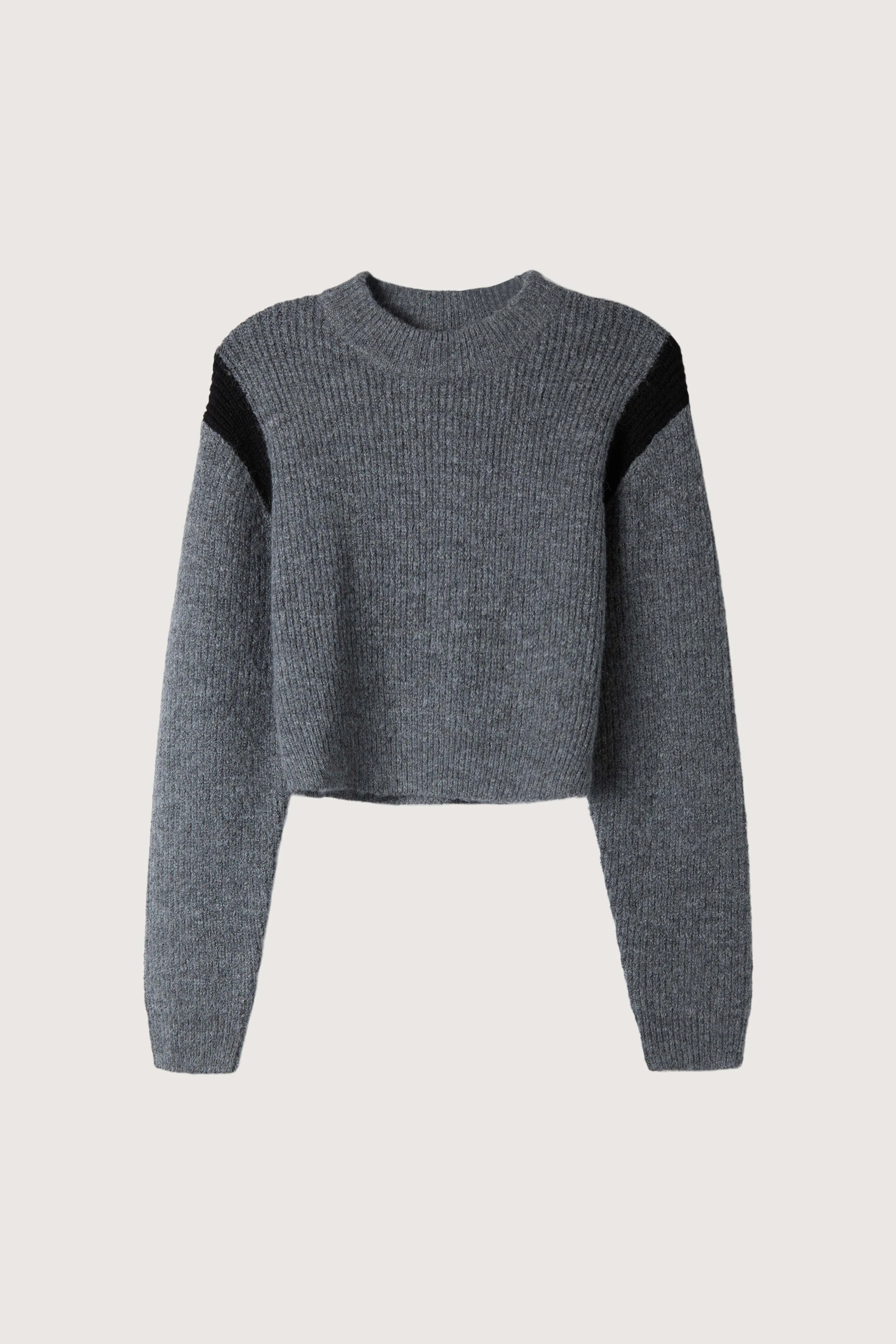 CROPPED SHOULDER CONTRAST SWEATER