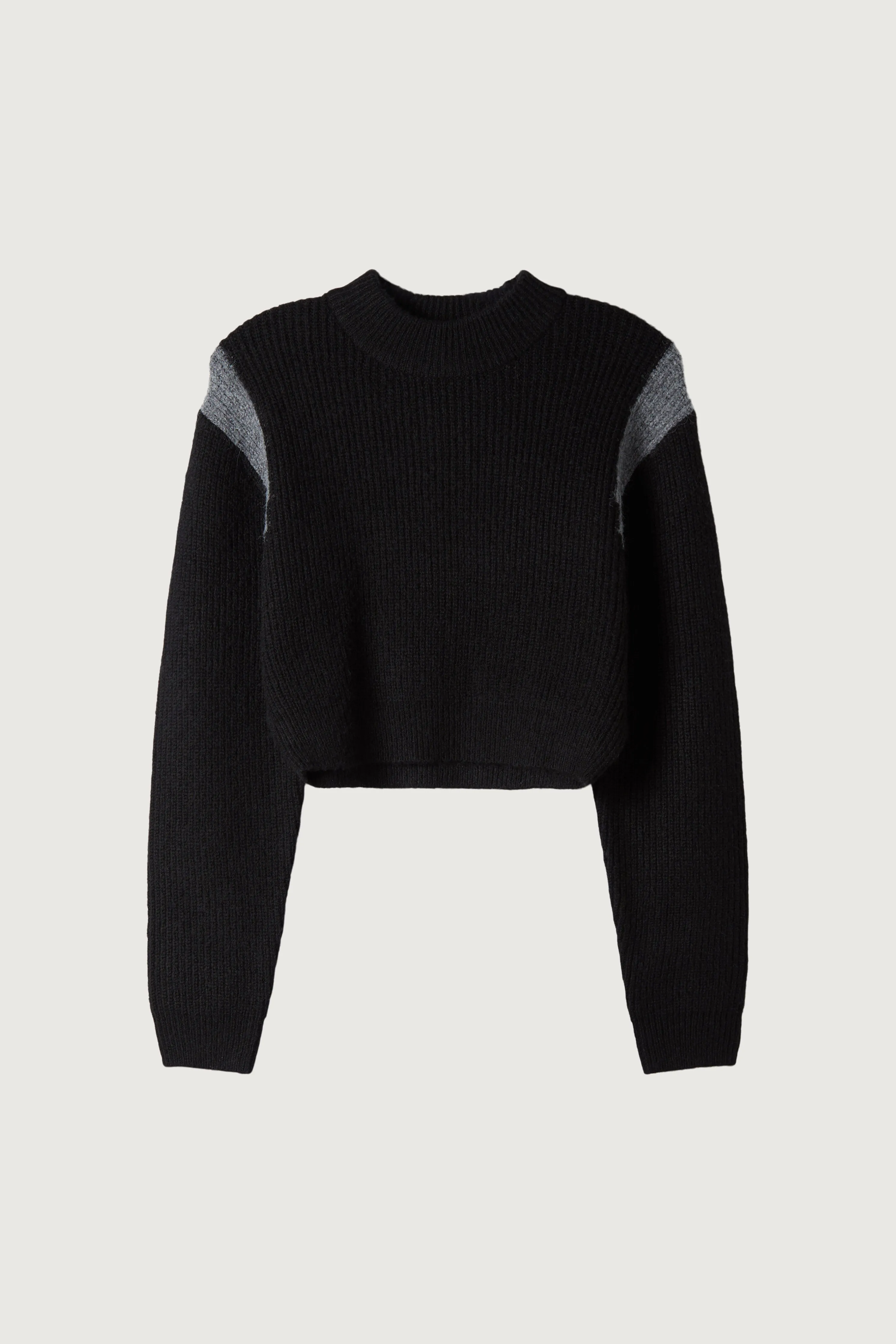 CROPPED SHOULDER CONTRAST SWEATER