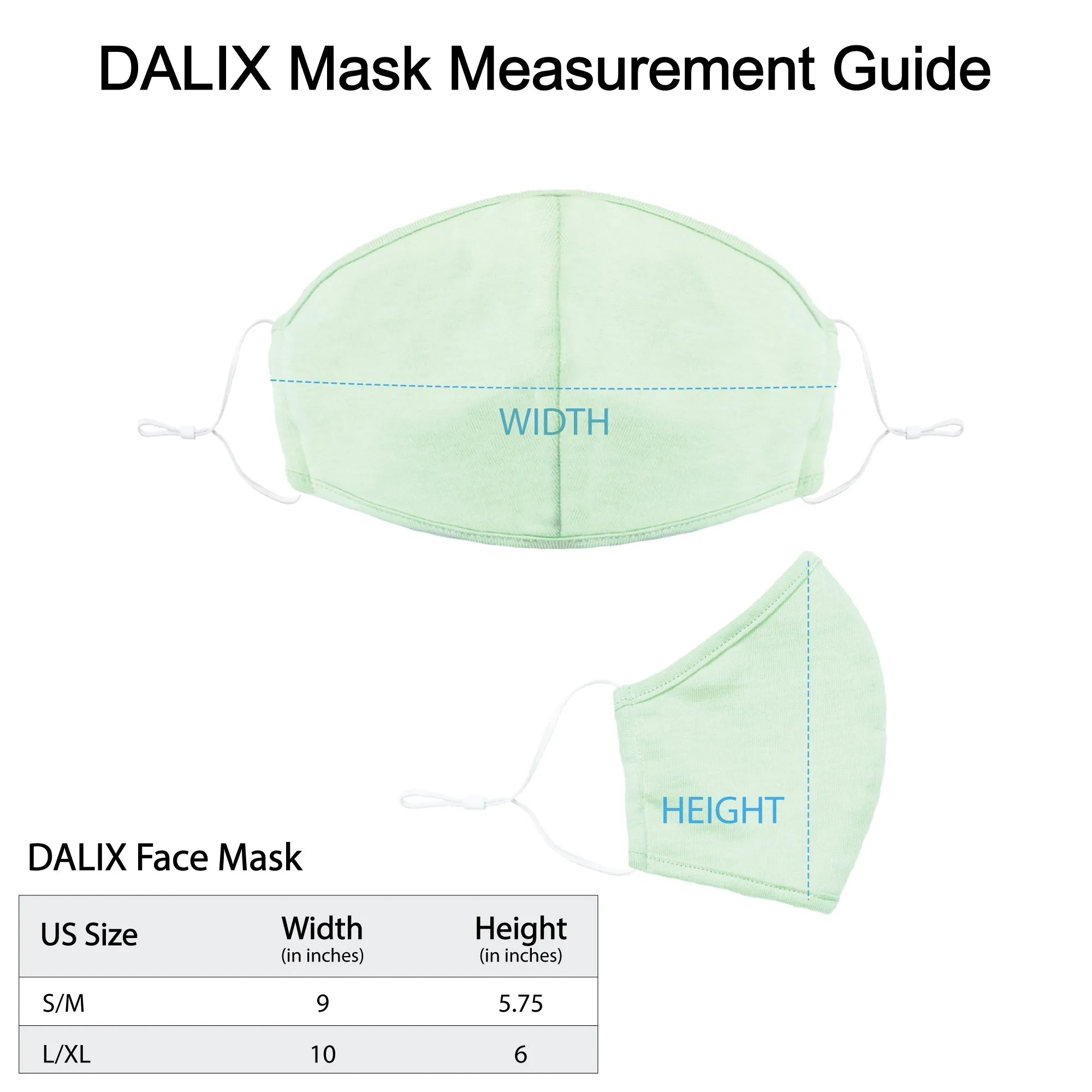 Dalix  Cloth Face Mask Reuseable Washable Made in USA - S-M , L-XL Size (3 Pack)