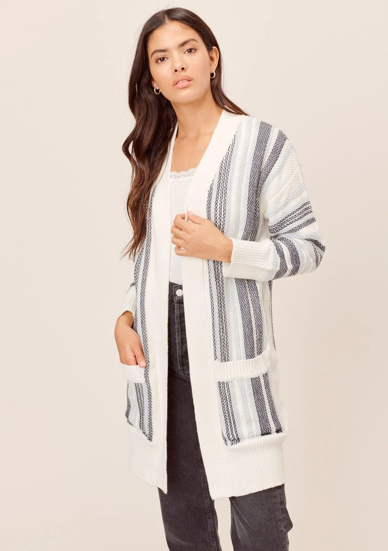 Diem Striped Open Cardigan