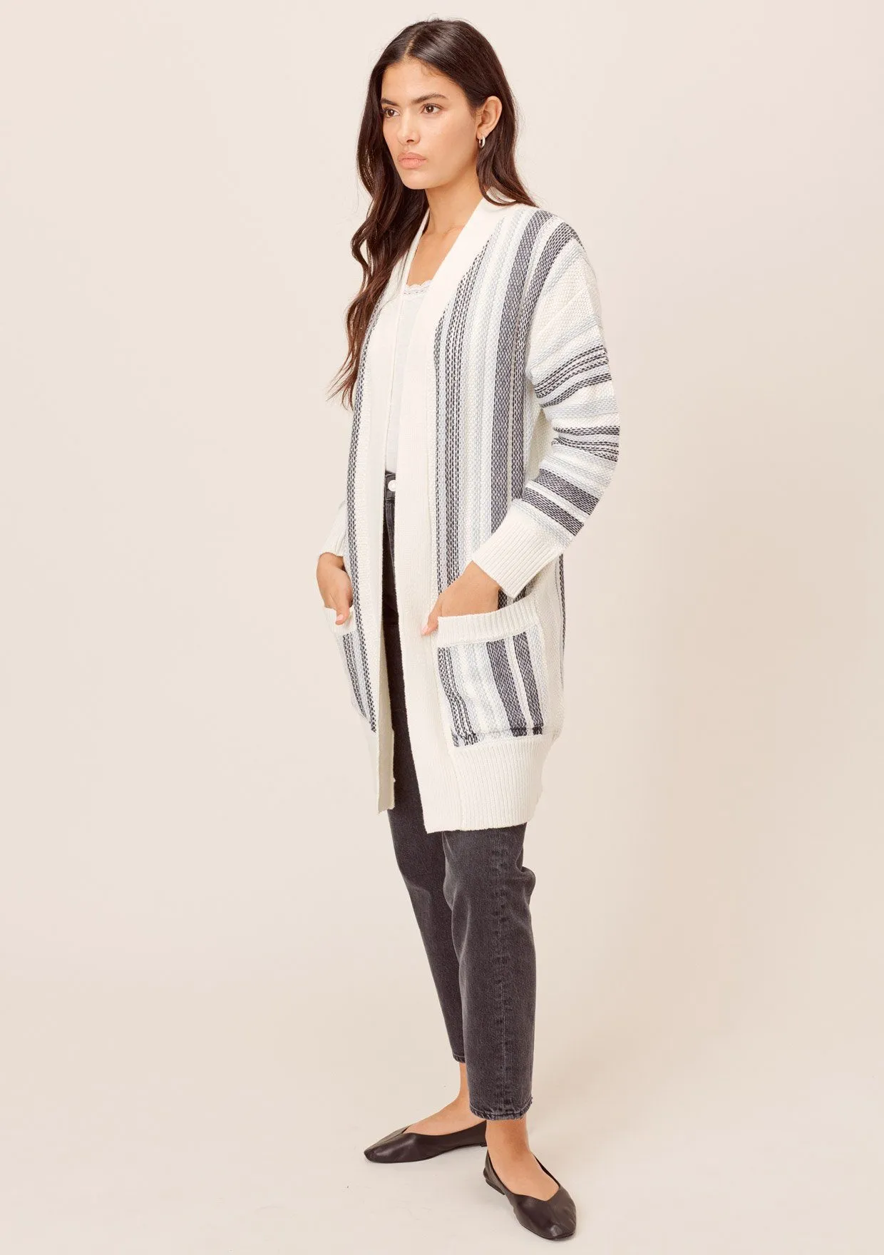 Diem Striped Open Cardigan