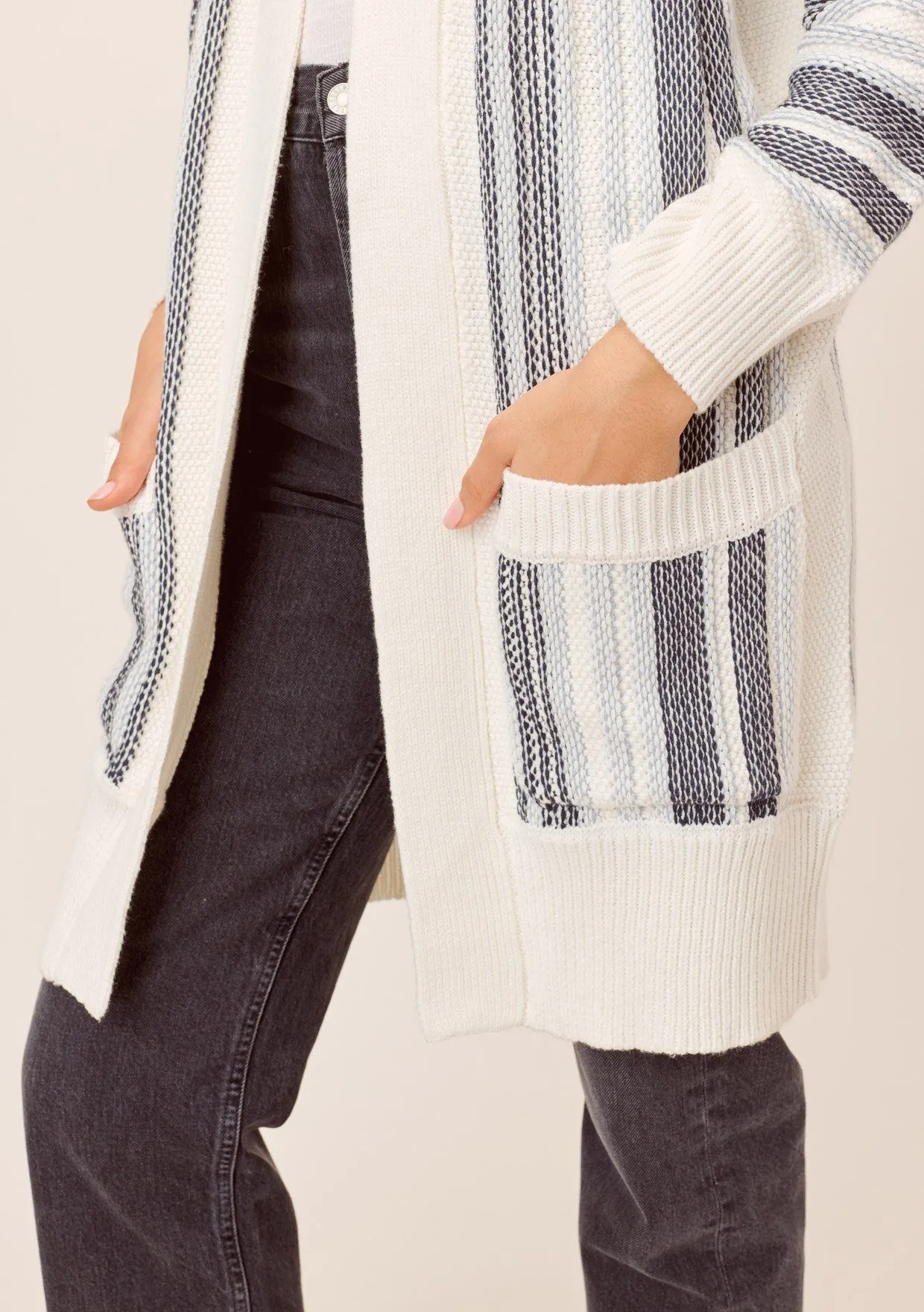 Diem Striped Open Cardigan