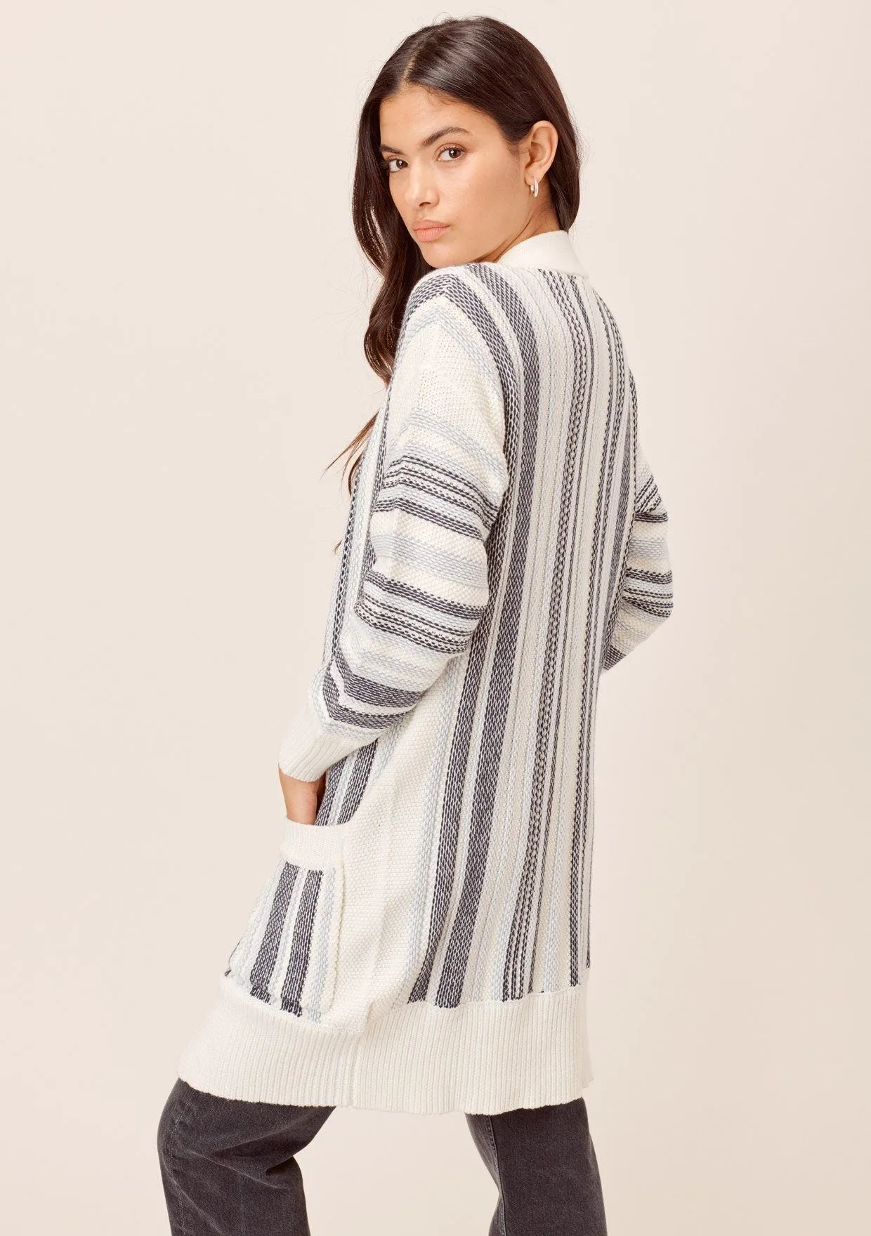 Diem Striped Open Cardigan