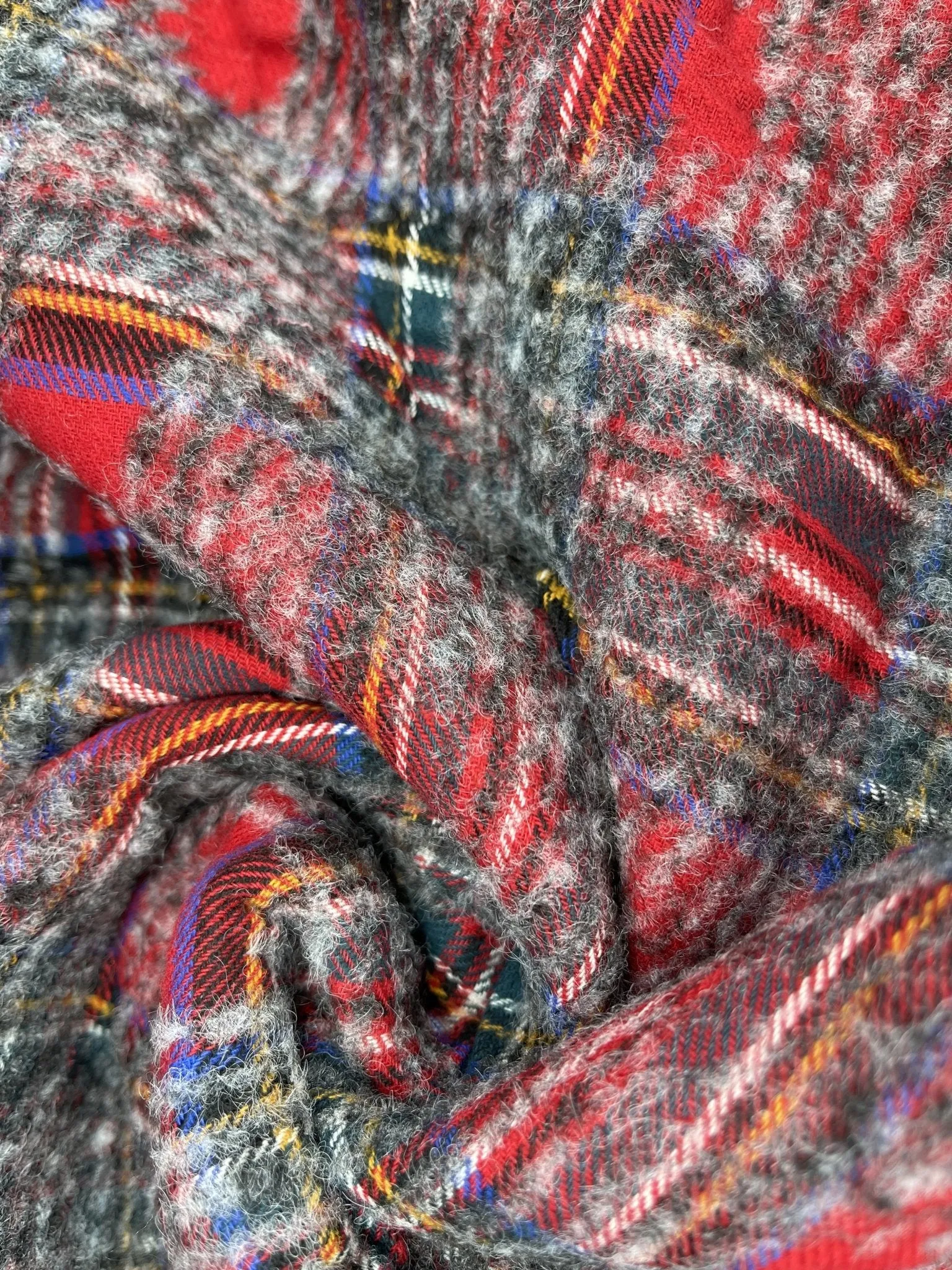 Double Sided Bonded Thick Woolen Blended Plaid Fabric  - 6058