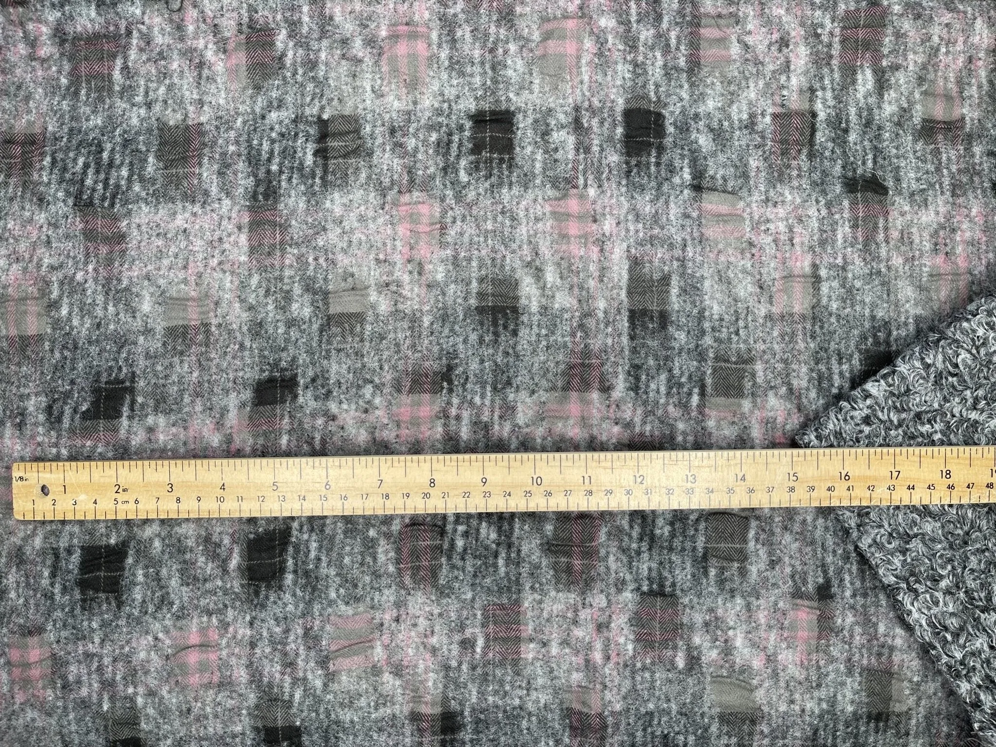 Double Sided Bonded Thick Woolen Blended Plaid Fabric  - 6058