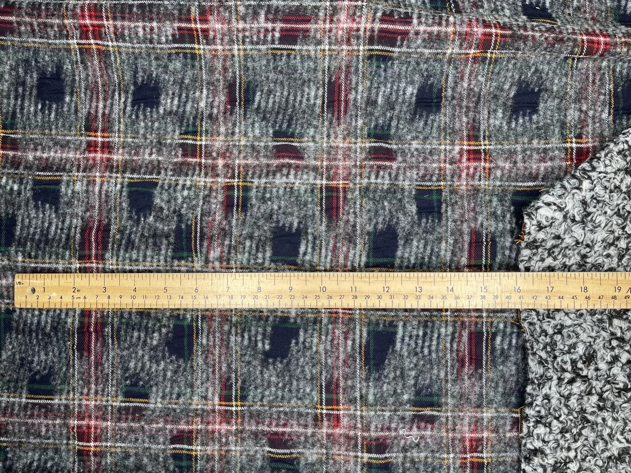 Double Sided Bonded Thick Woolen Blended Plaid Fabric  - 6058