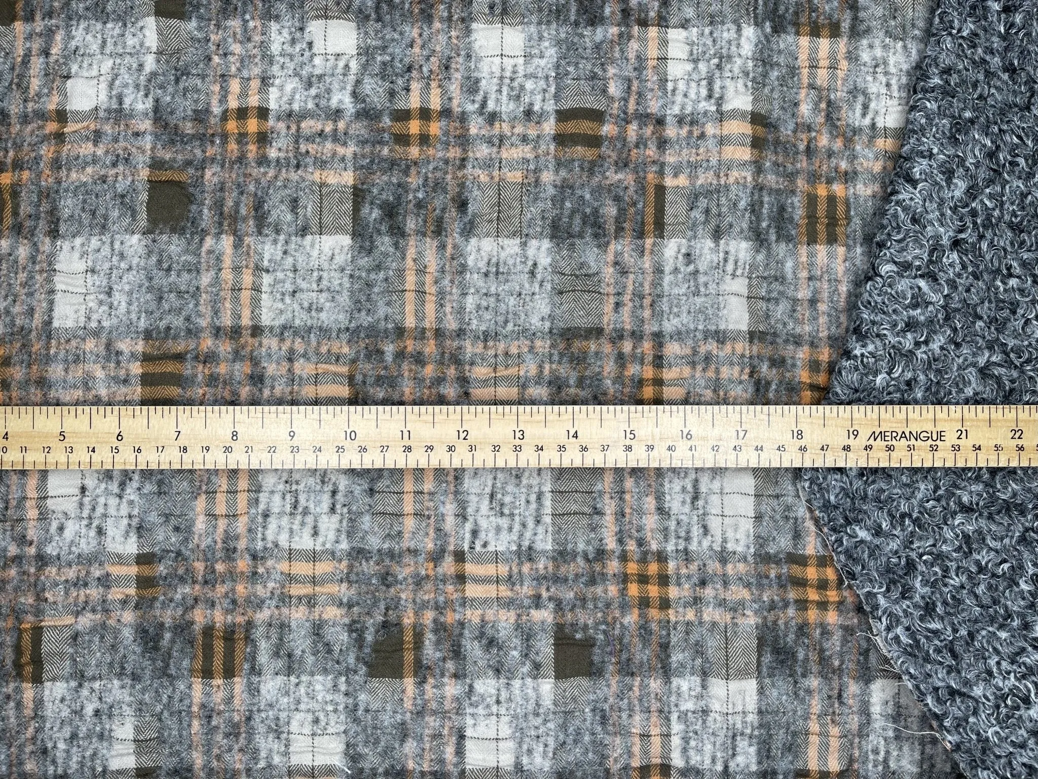 Double Sided Bonded Thick Woolen Blended Plaid Fabric  - 6058