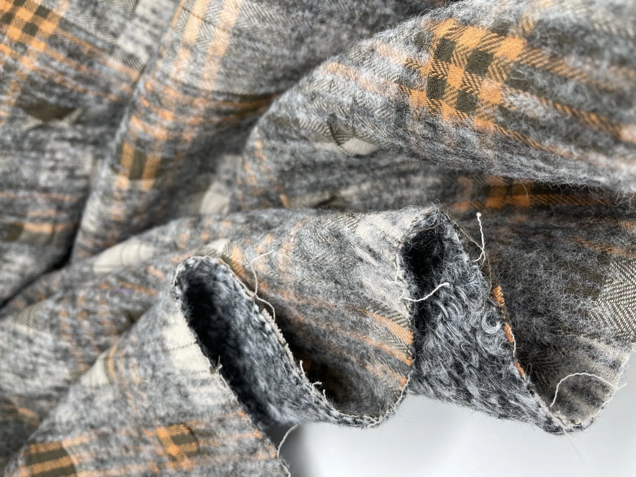 Double Sided Bonded Thick Woolen Blended Plaid Fabric  - 6058