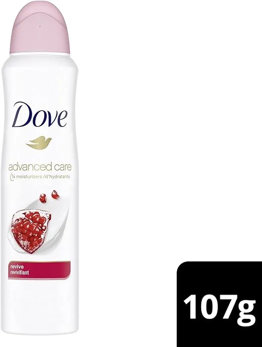 Dove Advanced Care Dry Spray Antiperspirant Deodorant for Women, Revive for 48 Hour Protection And Soft And Comfortable Underarms, 107g